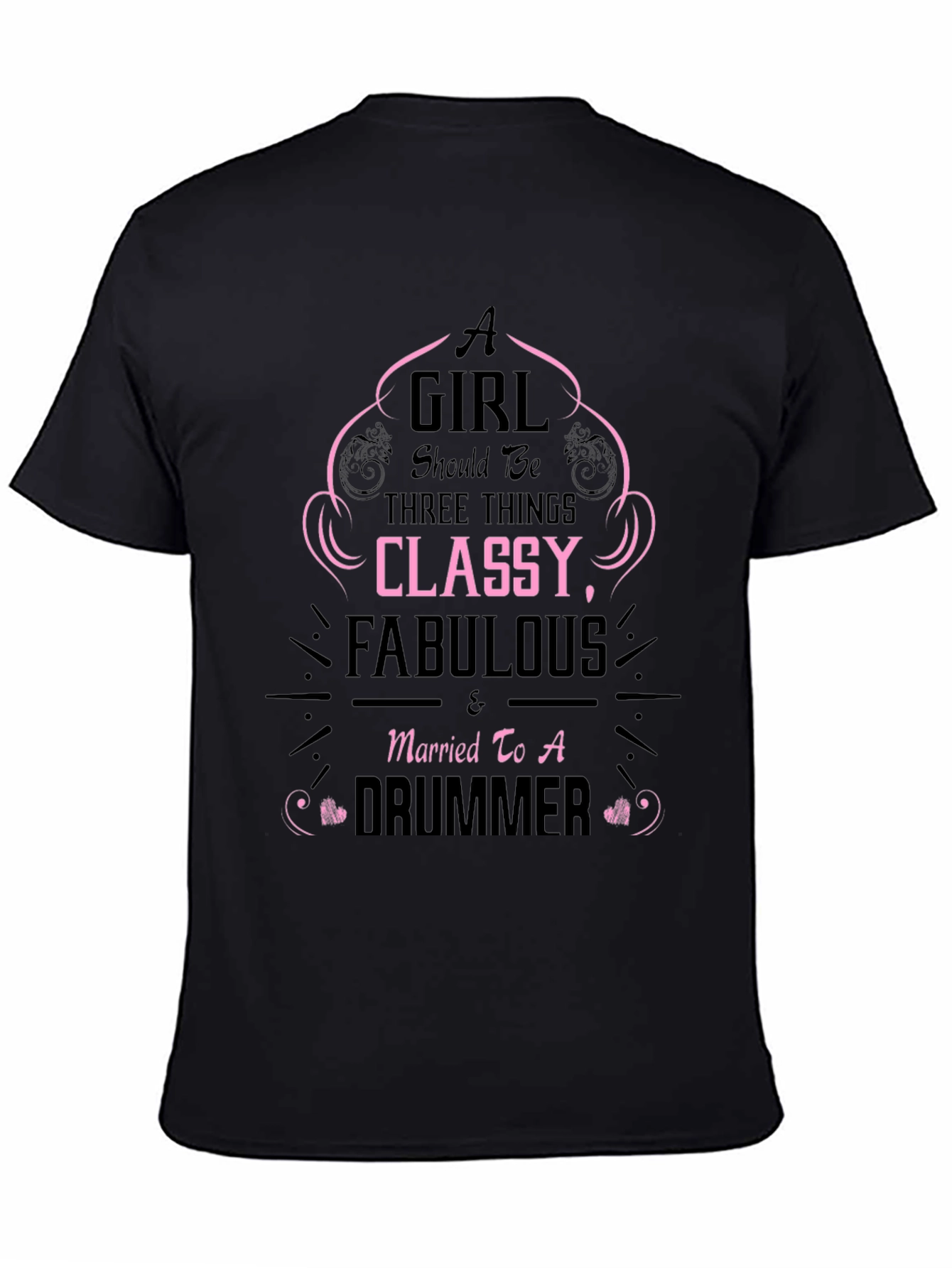 Black Classy Fabulous Drummer Wife T-Shirt view 4