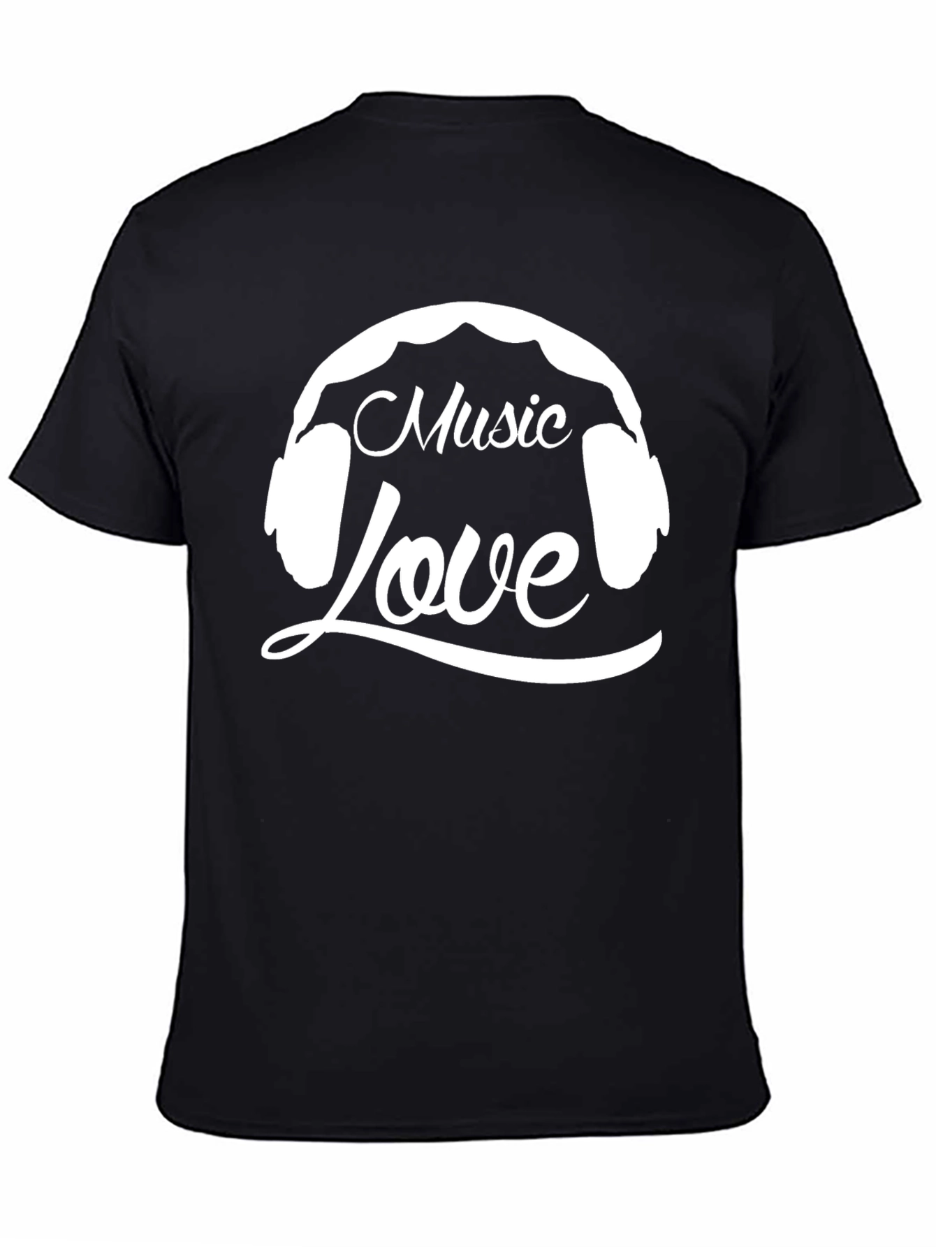 Black Music Love Graphic T-Shirt - Black Cotton Tee view 4