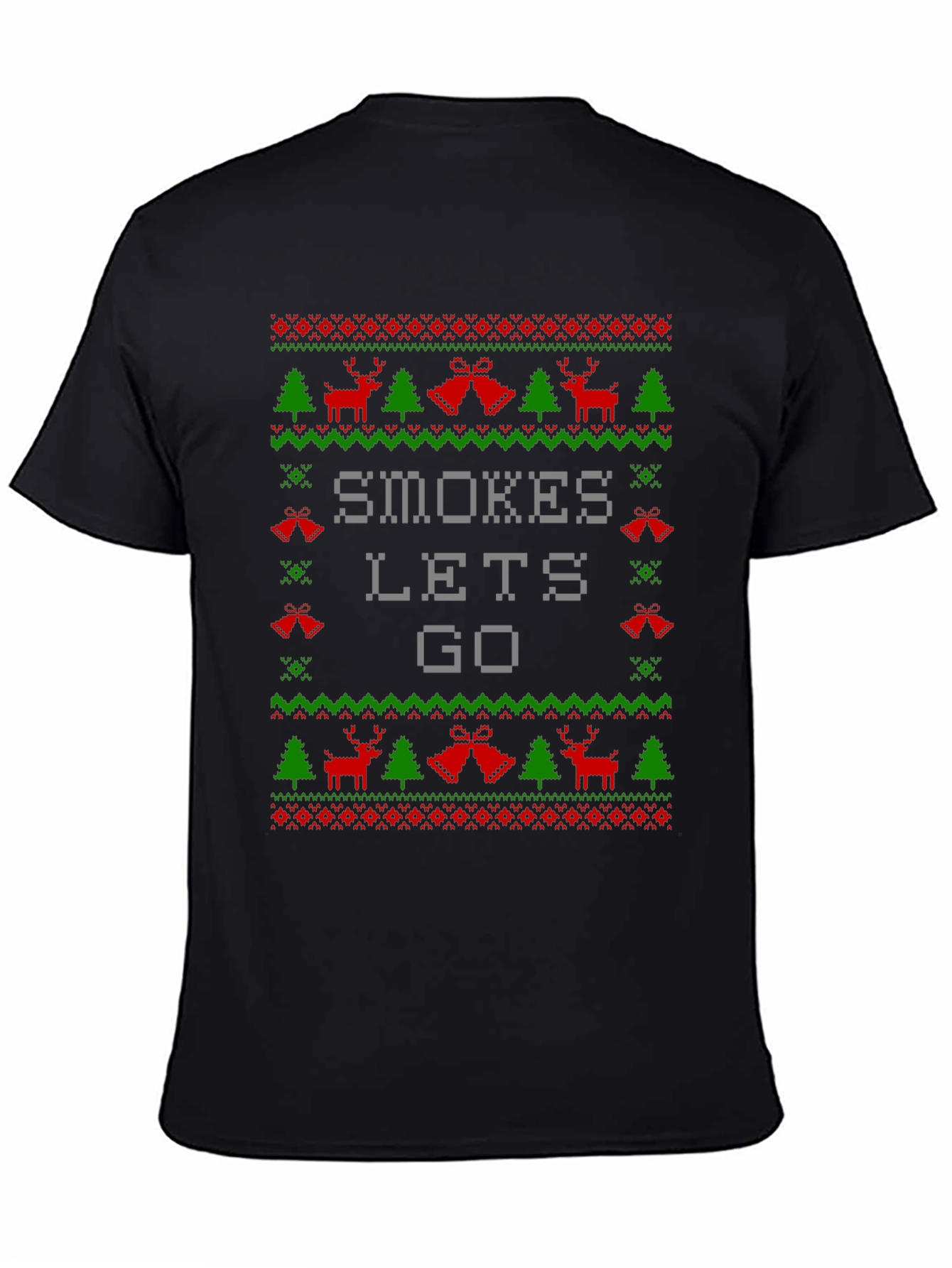Black Smokes Let's Go Ugly Christmas Sweater T-Shirt view 4