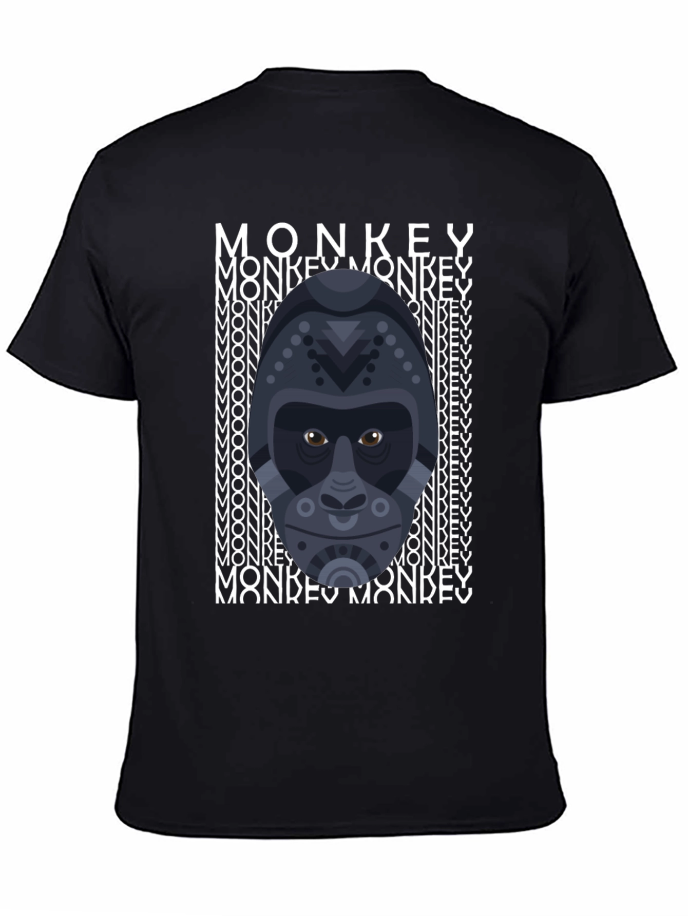 Black Geometric Gorilla Graphic Tee - Men's Black T-Shirt view 4