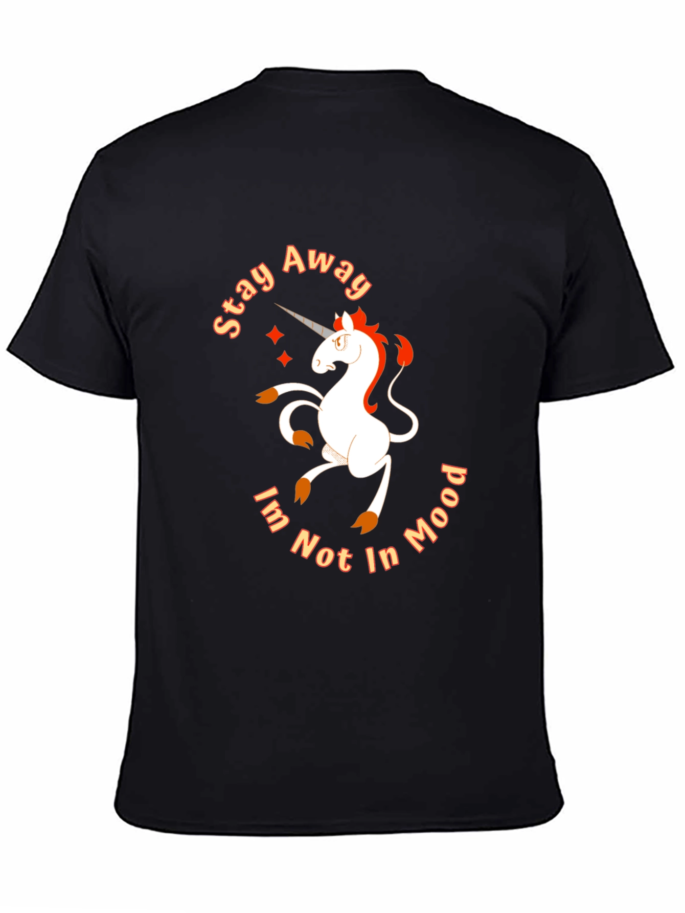 Black Stay Away Unicorn Tee - Funny Mood Shirt view 4