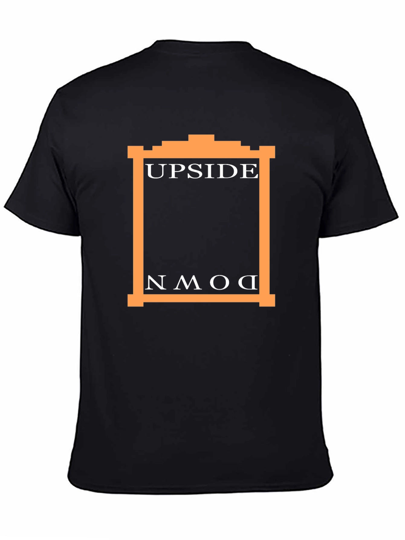 Black Upside Down Graphic Tee - Black Casual T-Shirt view 4