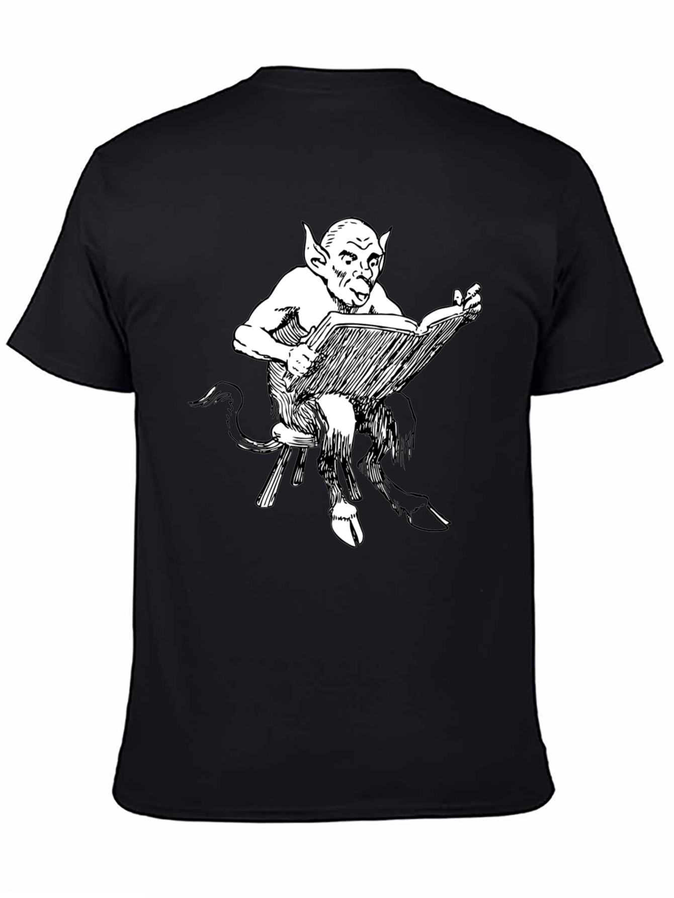 Black Satyr Reading Book Black T-Shirt view 4