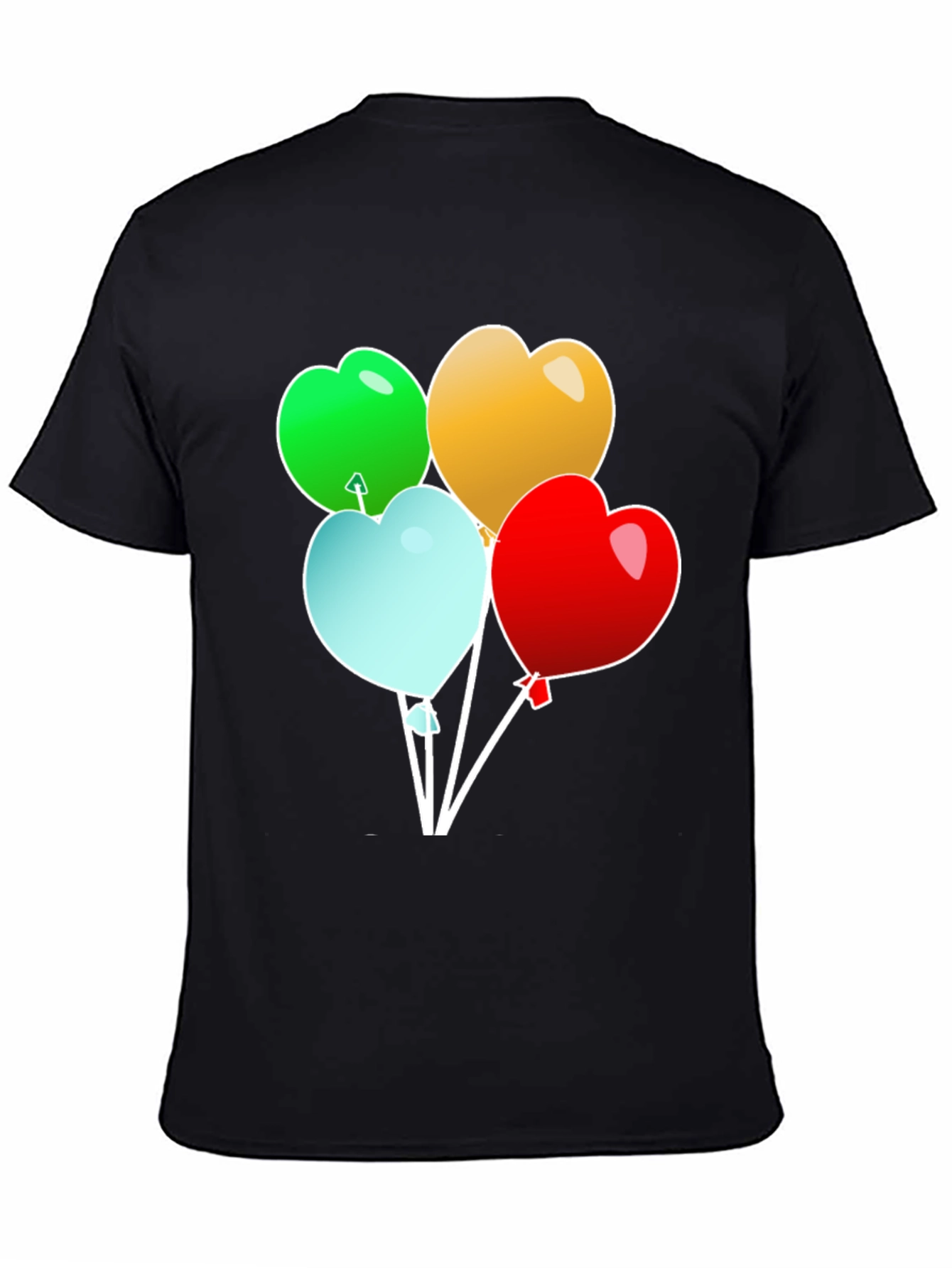 Black Heart Balloons Graphic T-Shirt - Stylish Men's Tee view 4