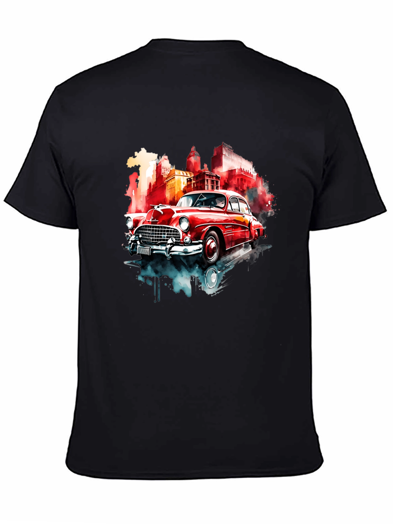Black Classic Car Graphic Tee - Retro Style view 4