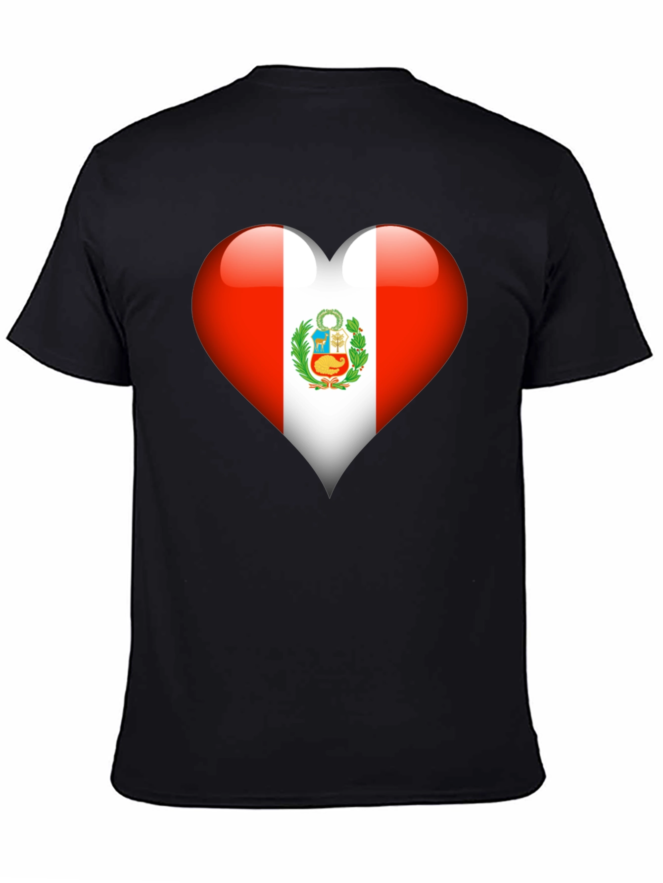 Black Peru Flag Heart T-Shirt - Show Your Pride view 4