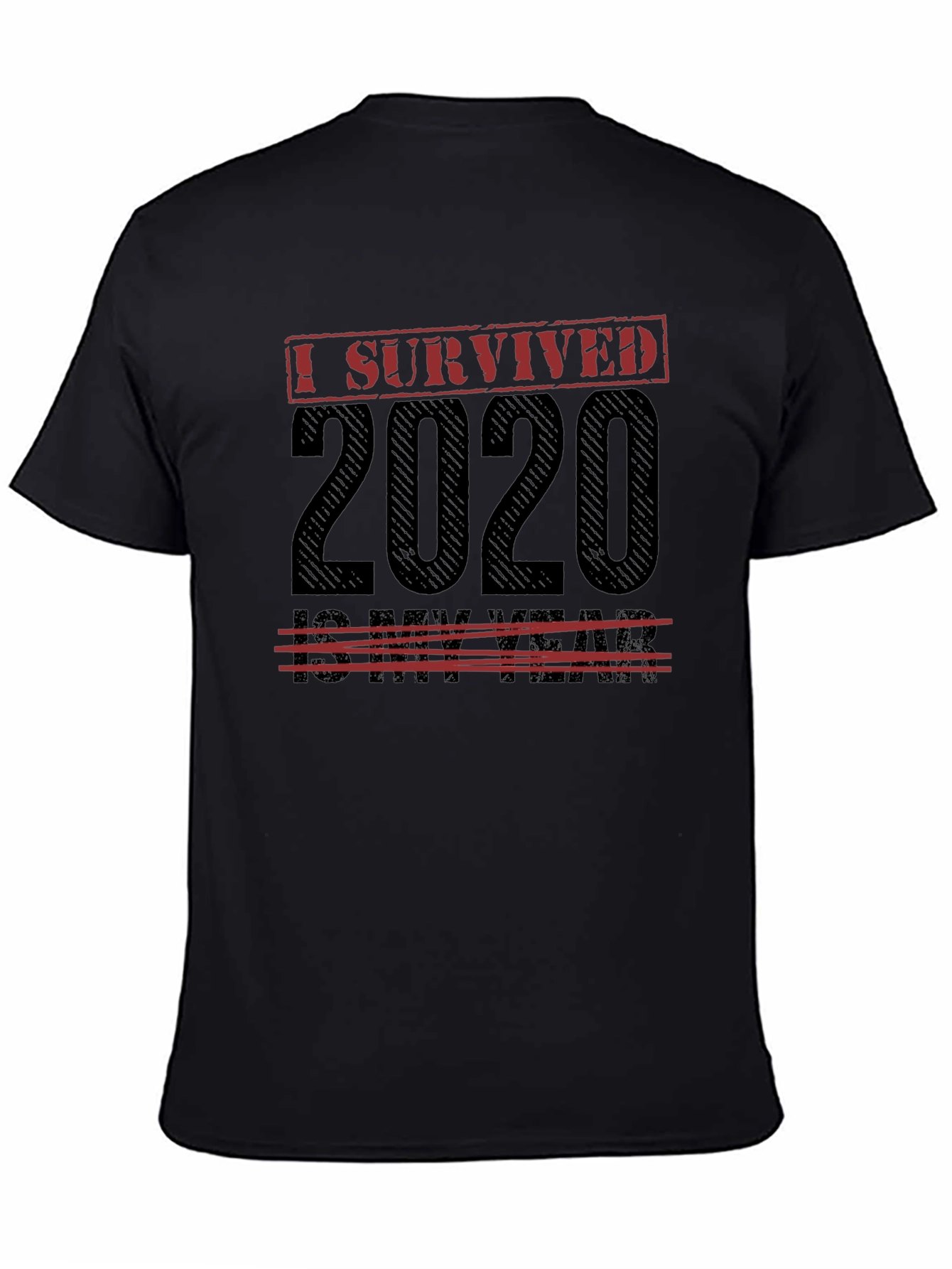 Black I Survived 2020 Men's Black T-Shirt view 4
