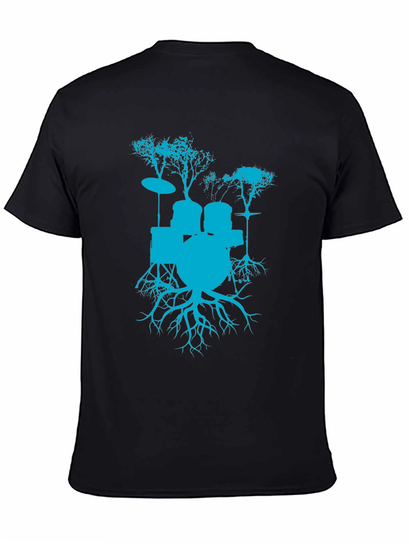 Black Drum Kit Tree Roots Graphic T-Shirt - Black view 4