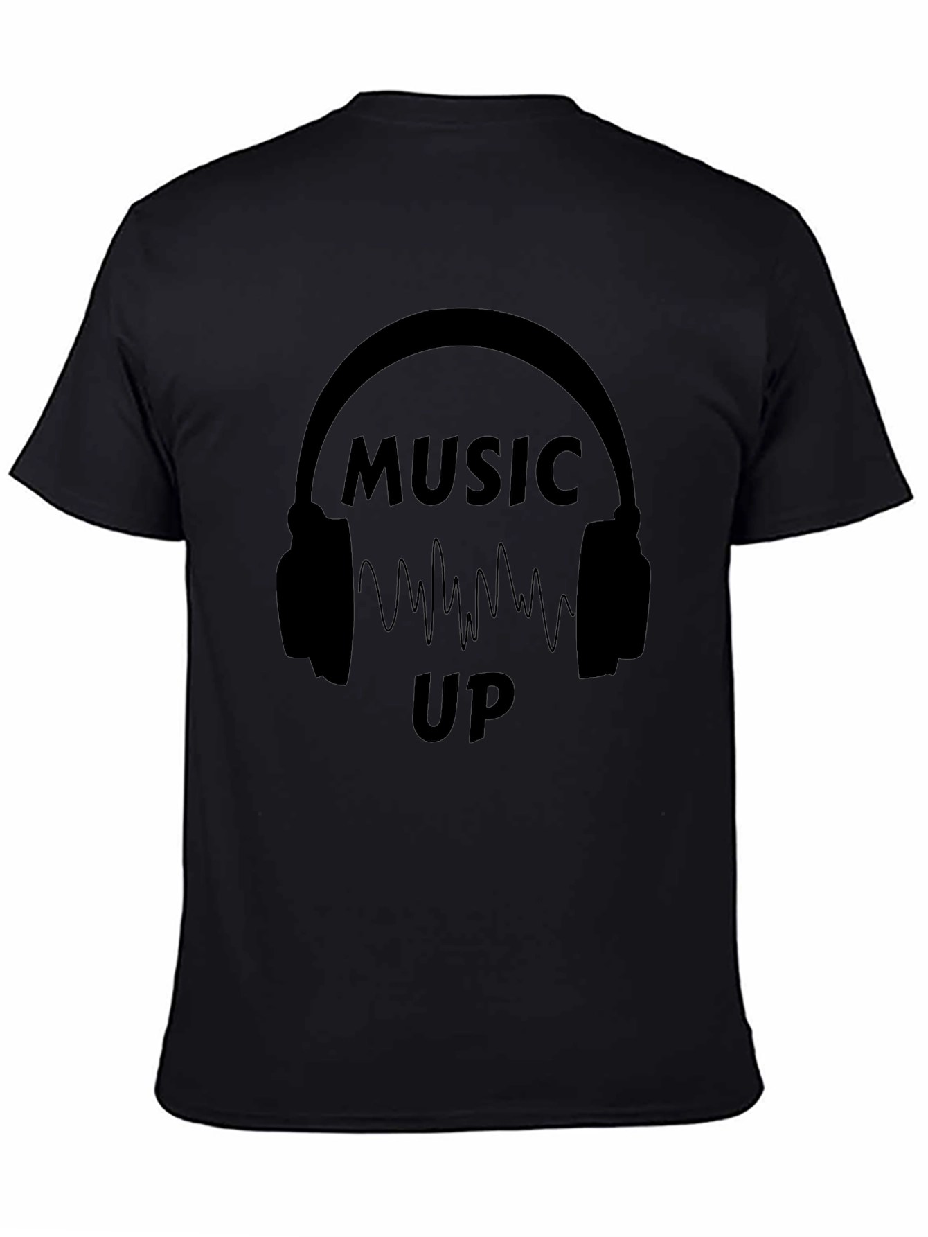 Black Music Up Black Graphic T-Shirt view 4