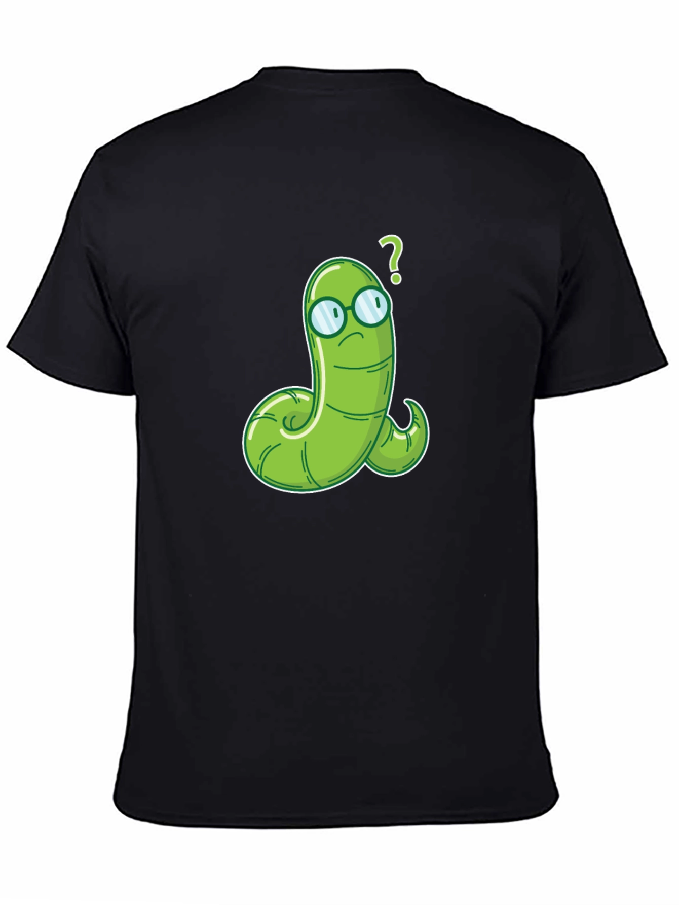 Black Worm with Glasses Graphic Tee - Funny Cartoon T-Shirt view 4