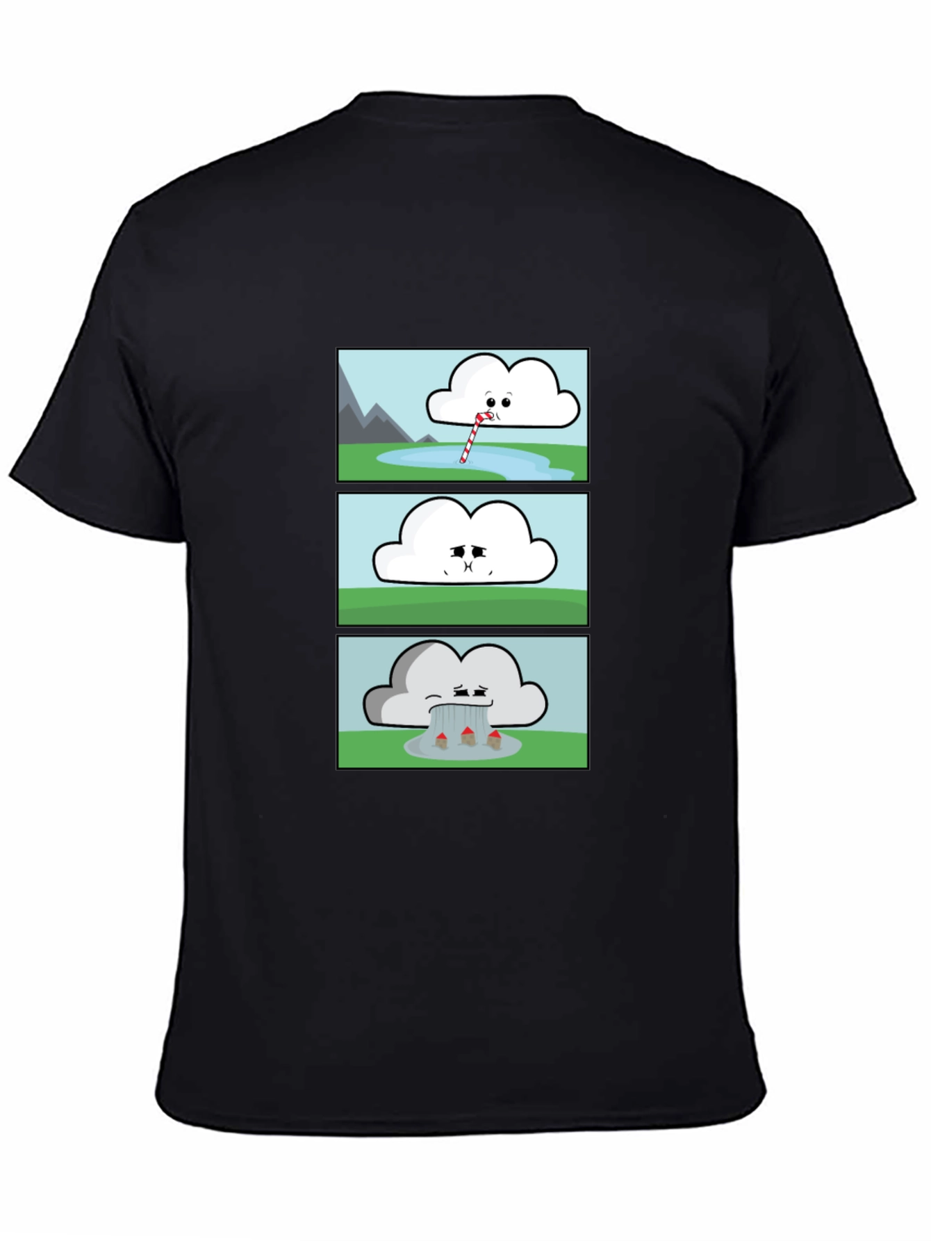 Black Funny Cloud Comic Black T-Shirt view 4