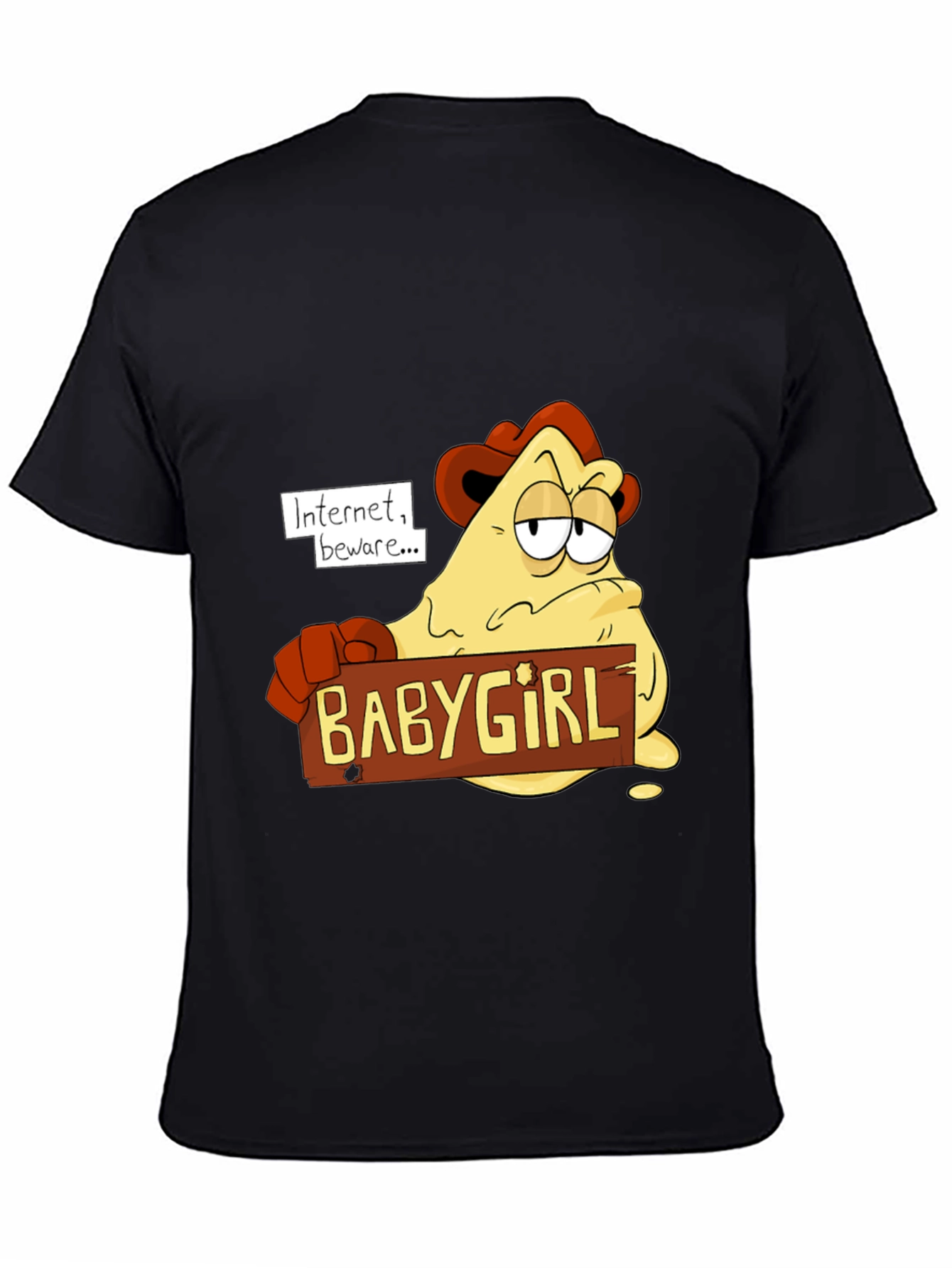 Black Funny 'Internet Beware' Cartoon T-Shirt view 4