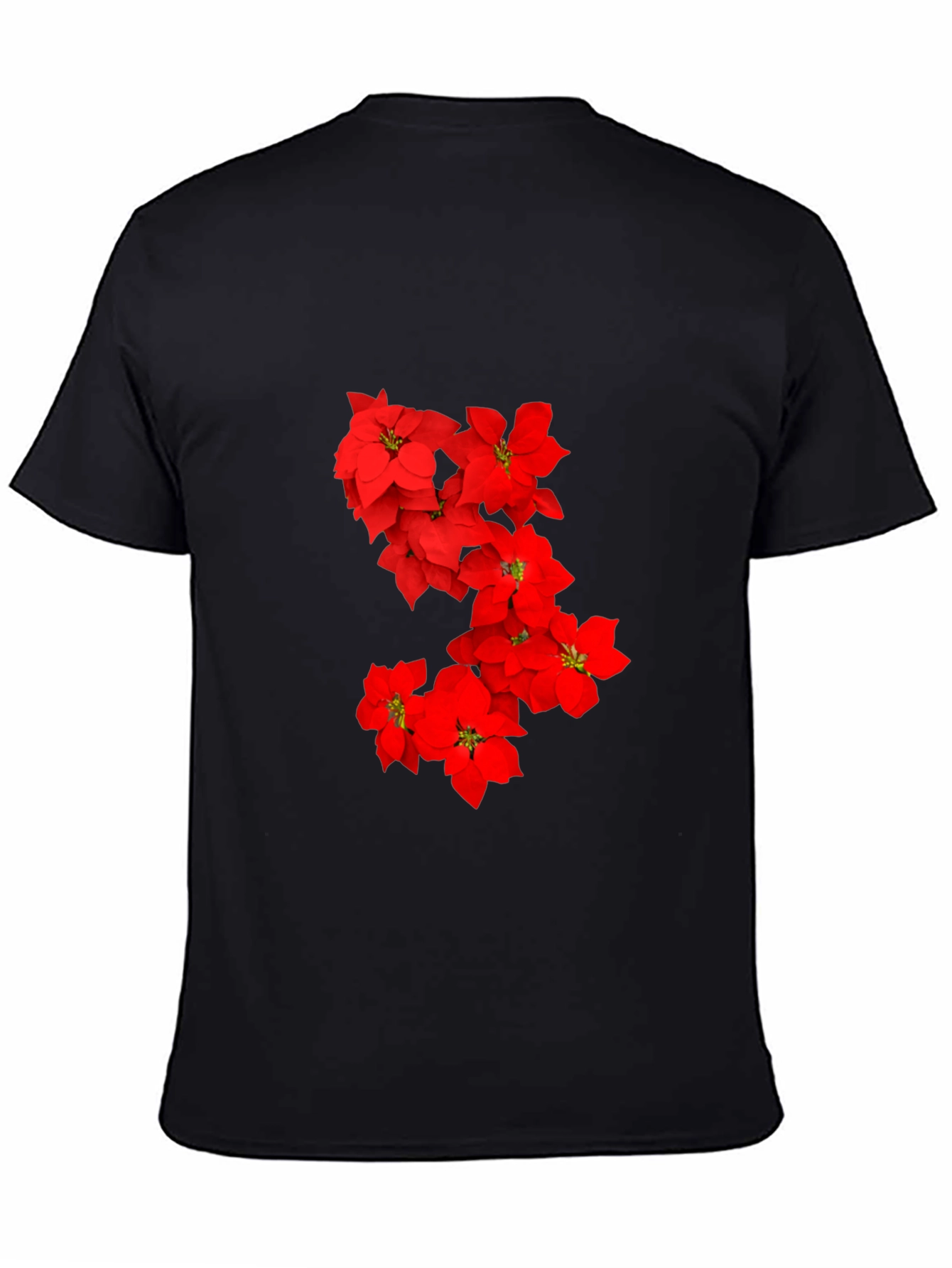 Black Red Floral Print Black T-Shirt for Men view 4