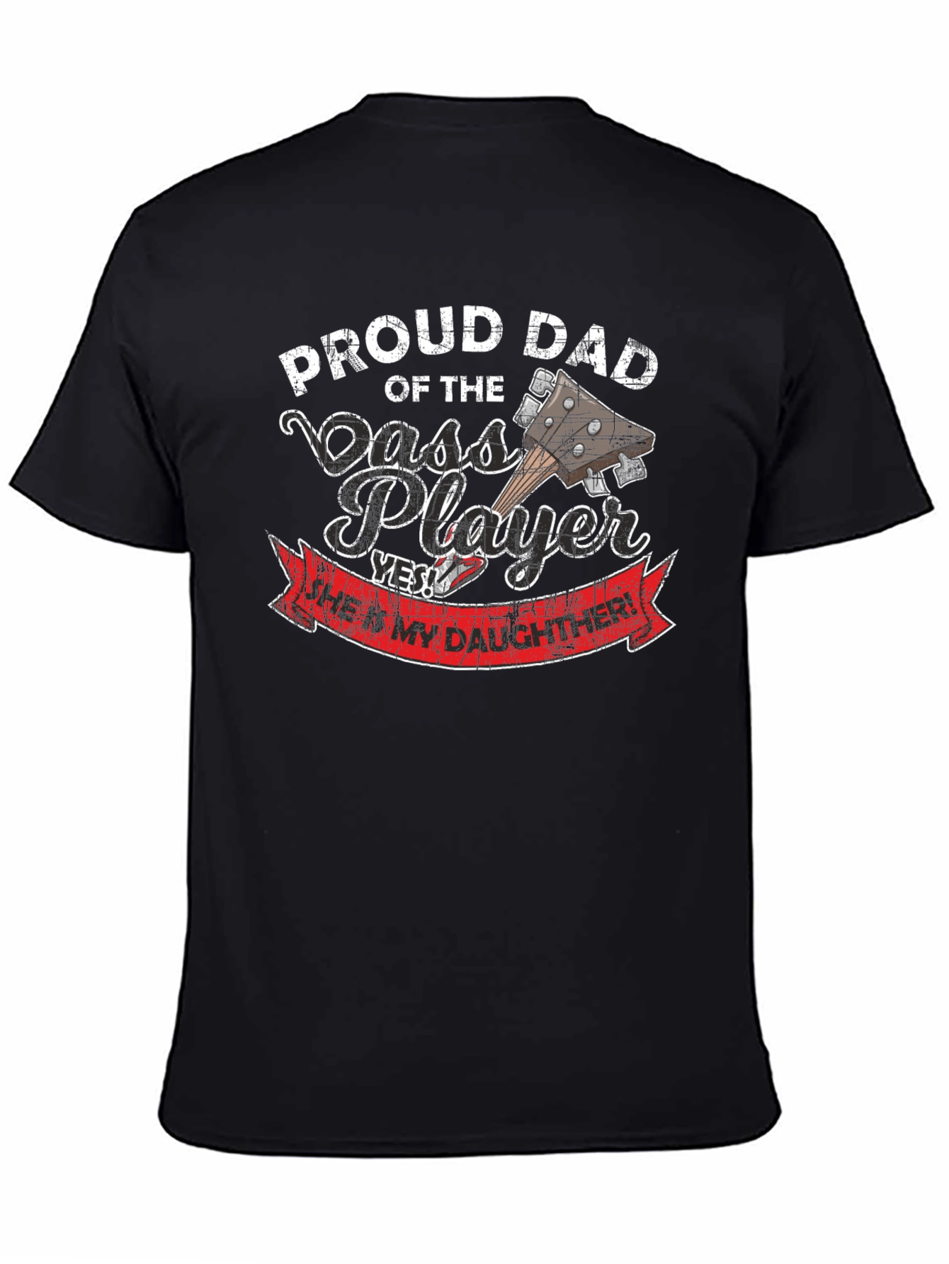 Black Proud Dad of a Bass Player T-Shirt view 4
