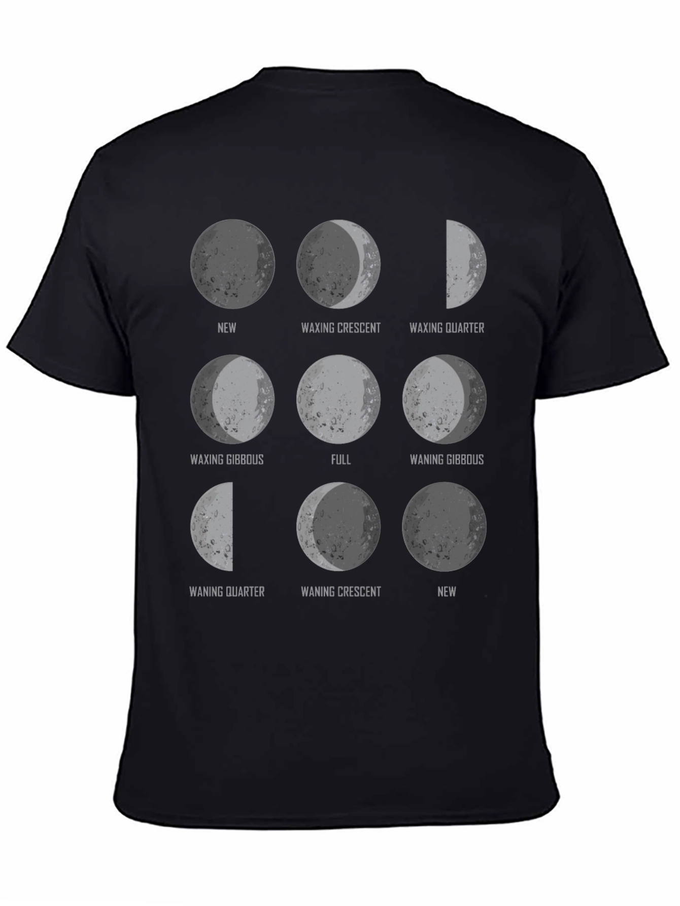 Black Moon Phases Graphic Tee - Astronomy T-Shirt view 4