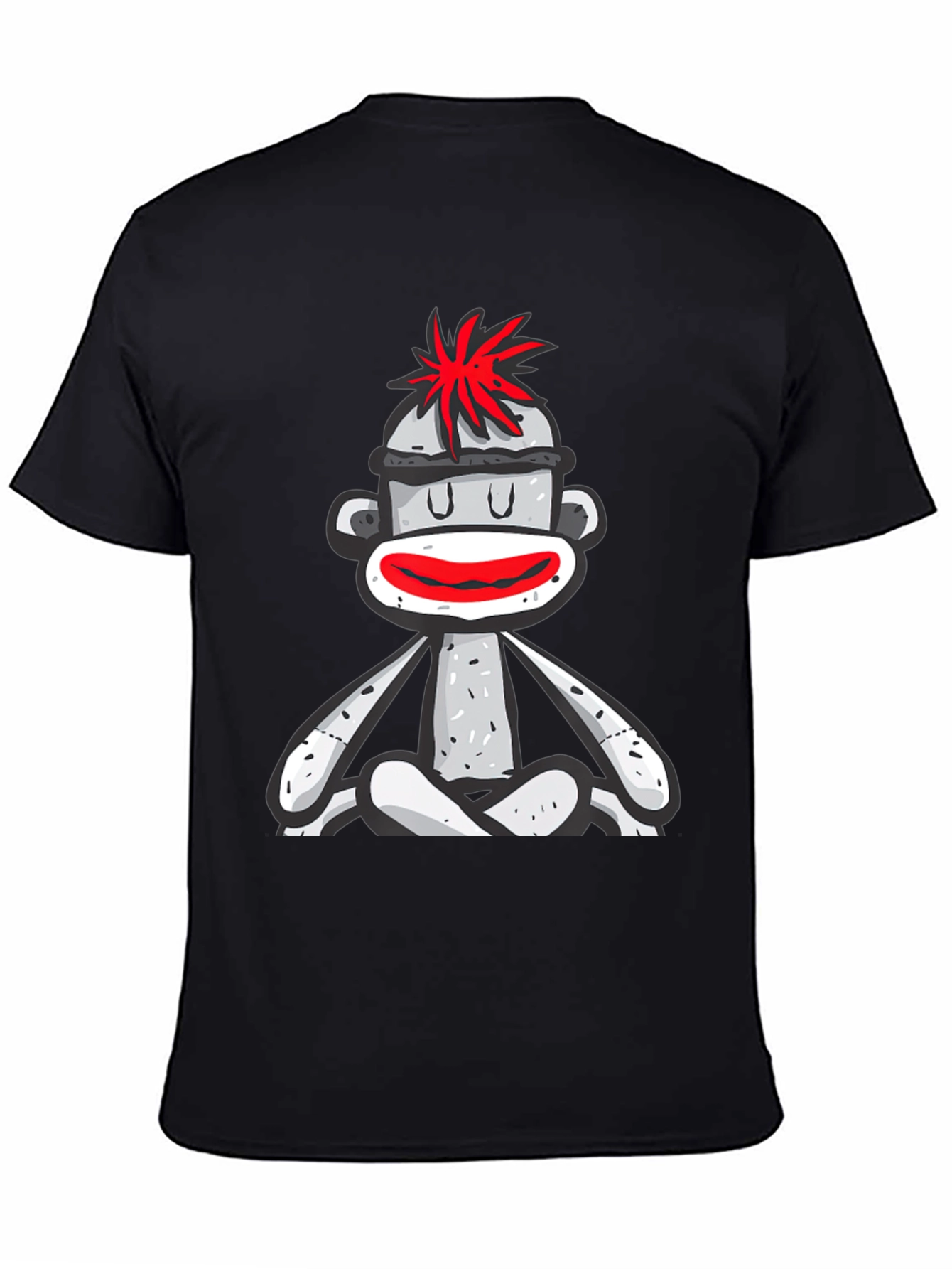 Black Sock Monkey T-Shirt - Meditating Design view 4