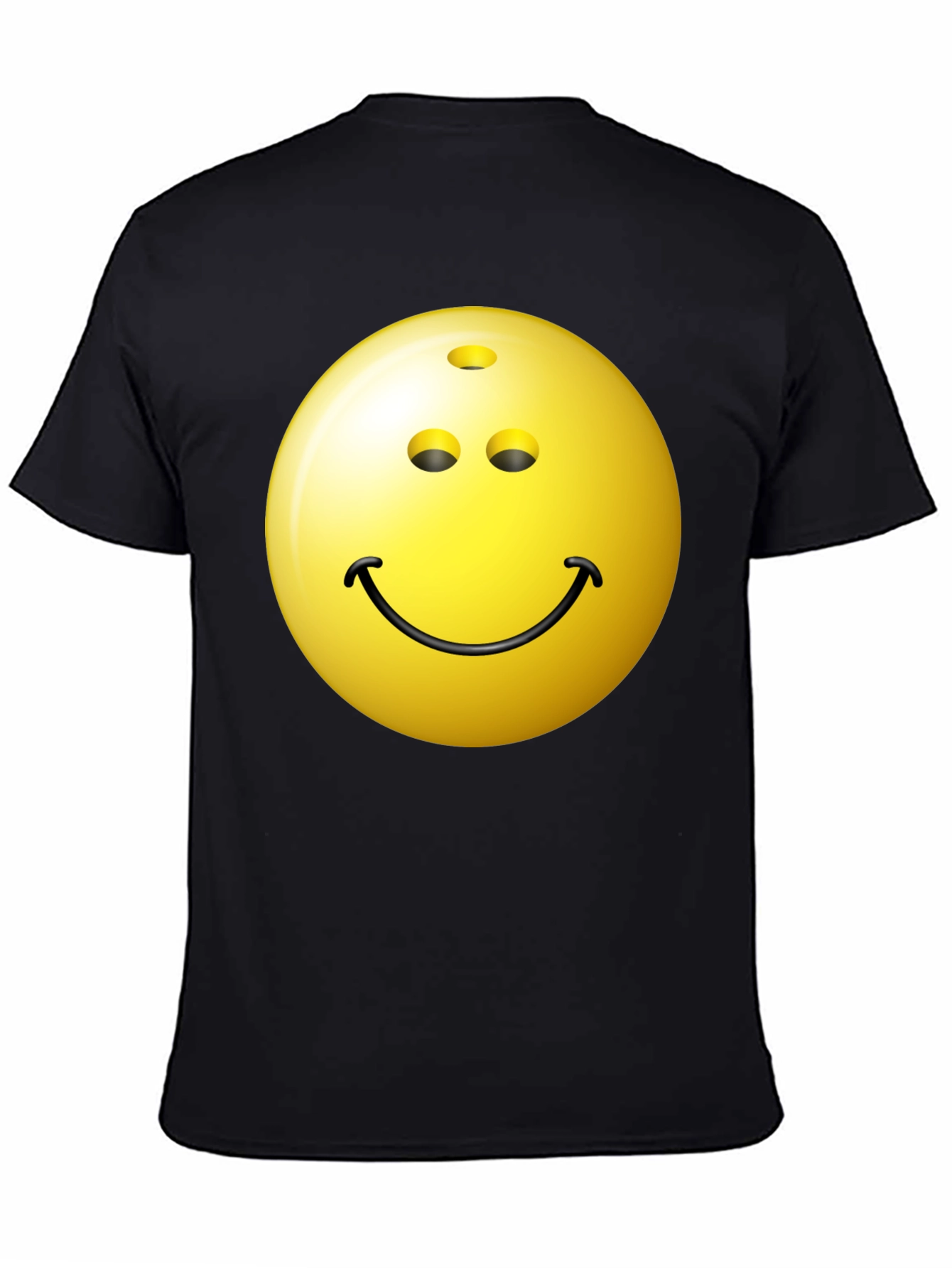 Black Bowling Ball Smiley Face Black T-Shirt view 4