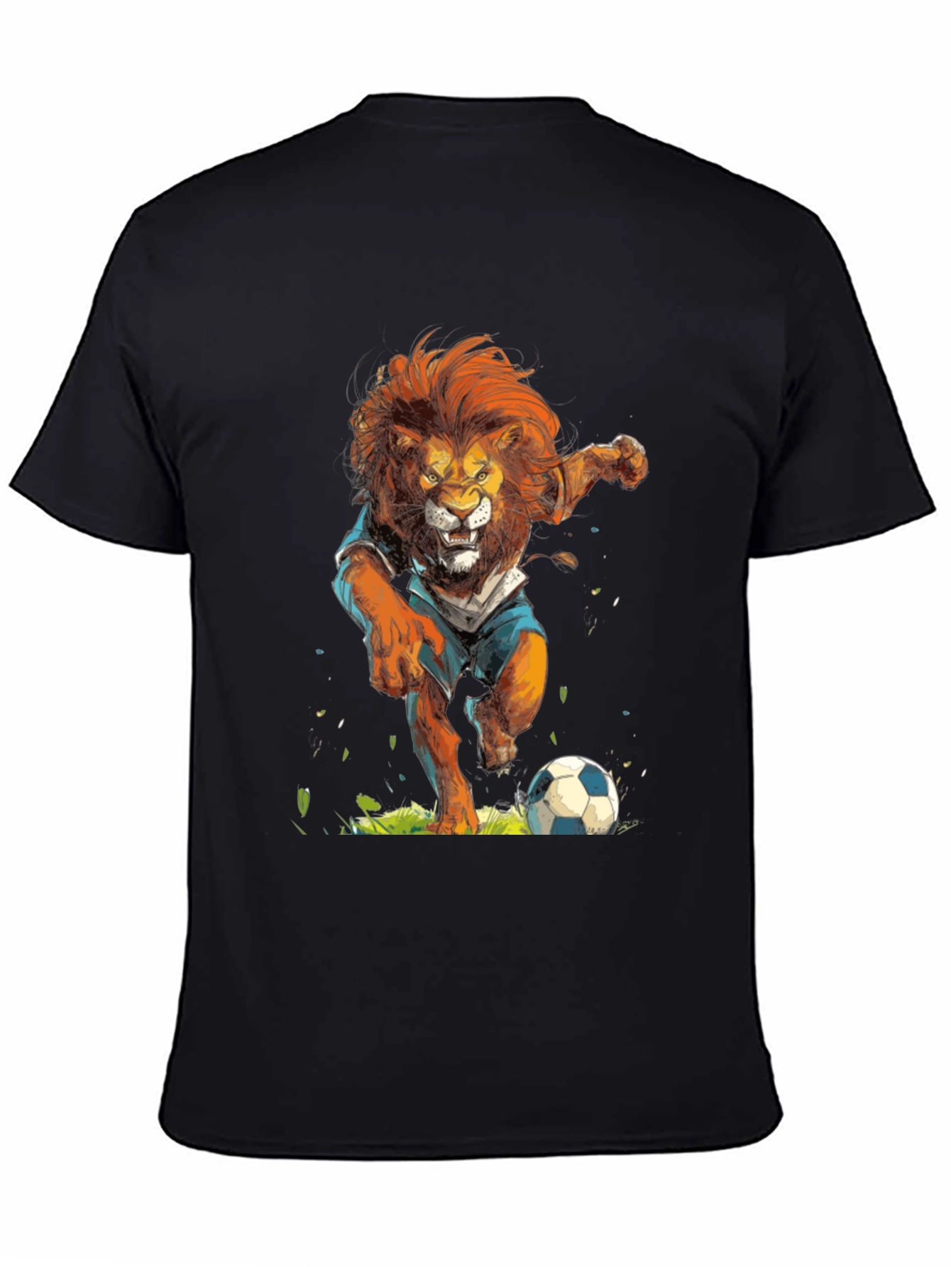 Black Lion Soccer T-Shirt - Black Graphic Tee view 4