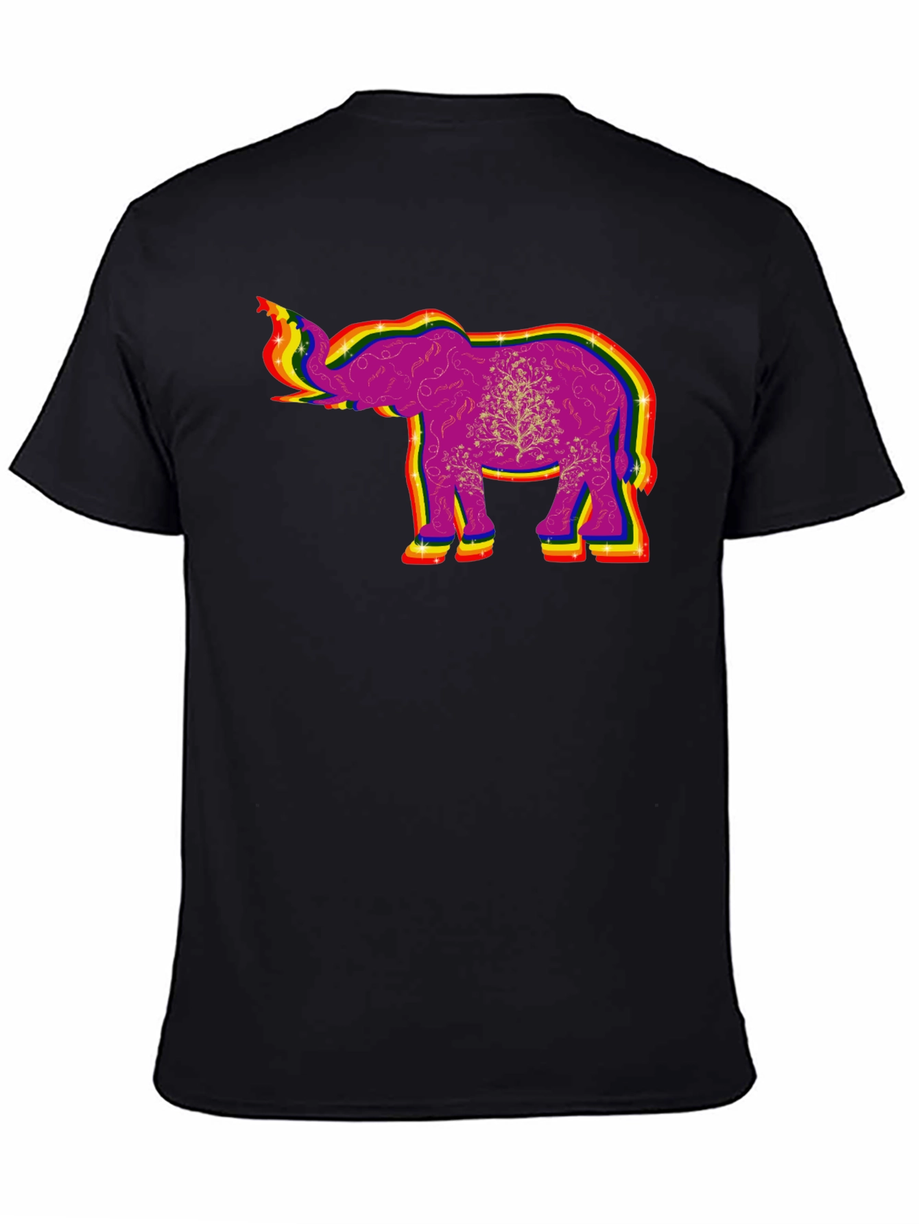 Black Rainbow Elephant Graphic Tee - Unique Design view 4