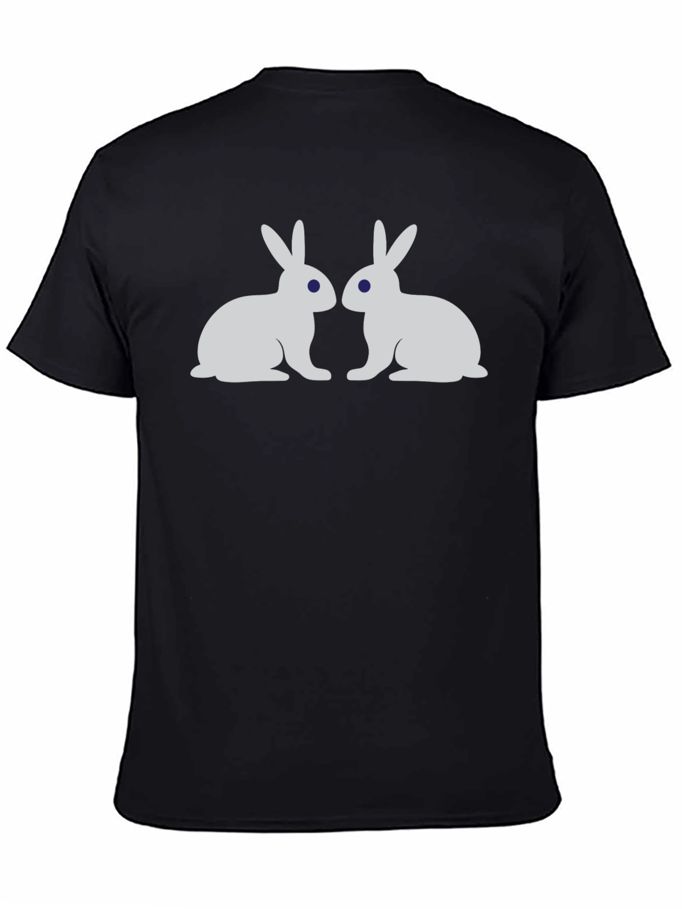 Black Two Bunny Rabbit Graphic Tee - Black view 4