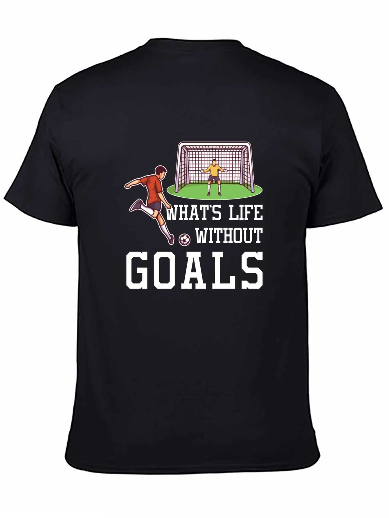 Black Soccer Goals Graphic T-Shirt - Black Casual Tee view 4