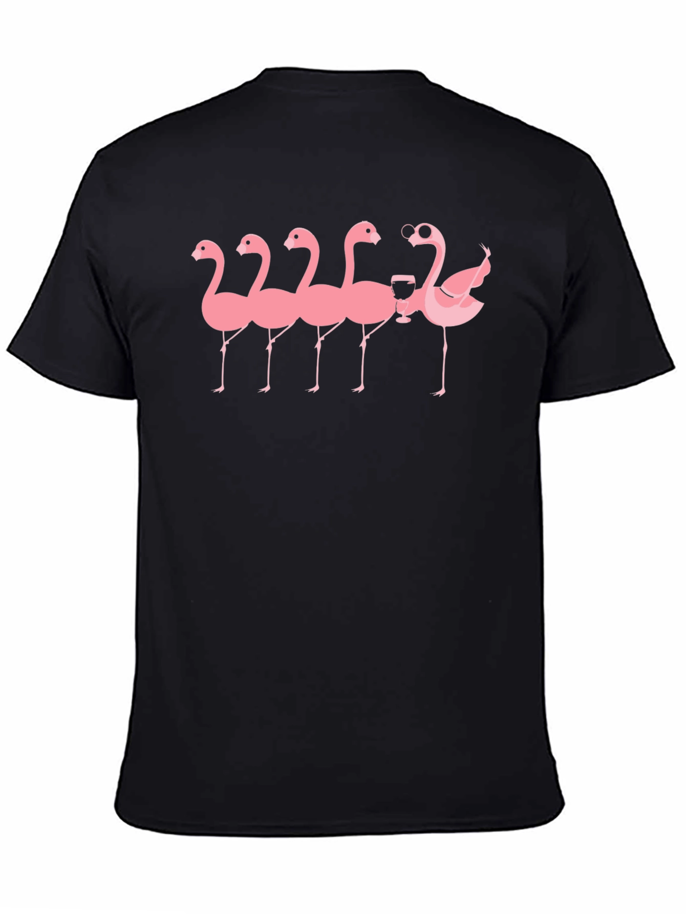 Black Black T-Shirt with Flamingo Graphic view 4