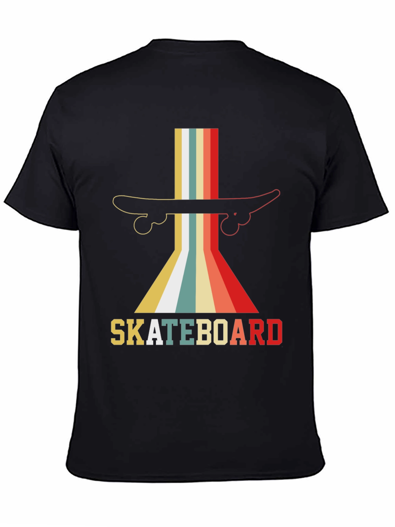 Black Retro Skateboard Graphic Tee - Vintage Style Shirt view 4