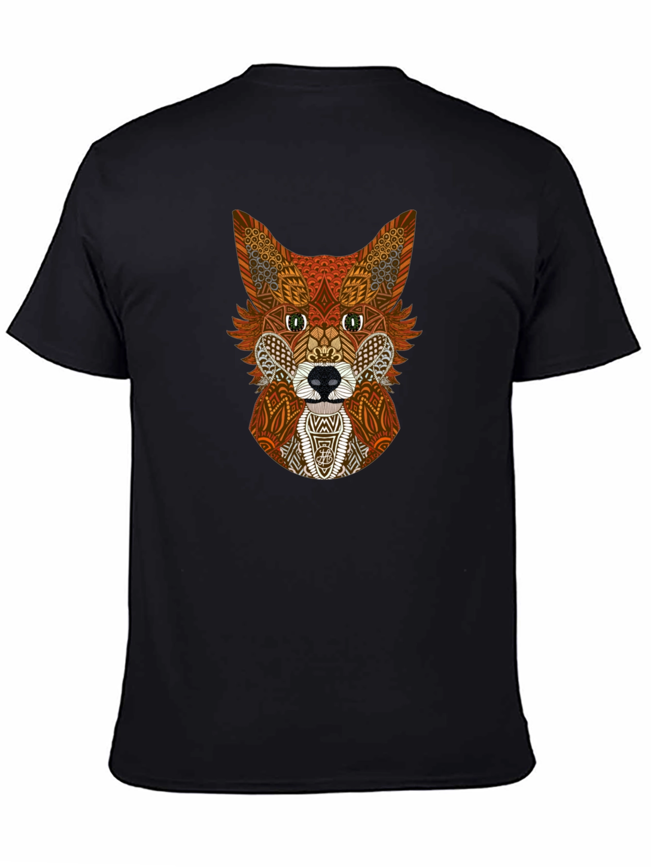 Black Geometric Fox Graphic Tee - Stylish Animal Print Shirt view 4