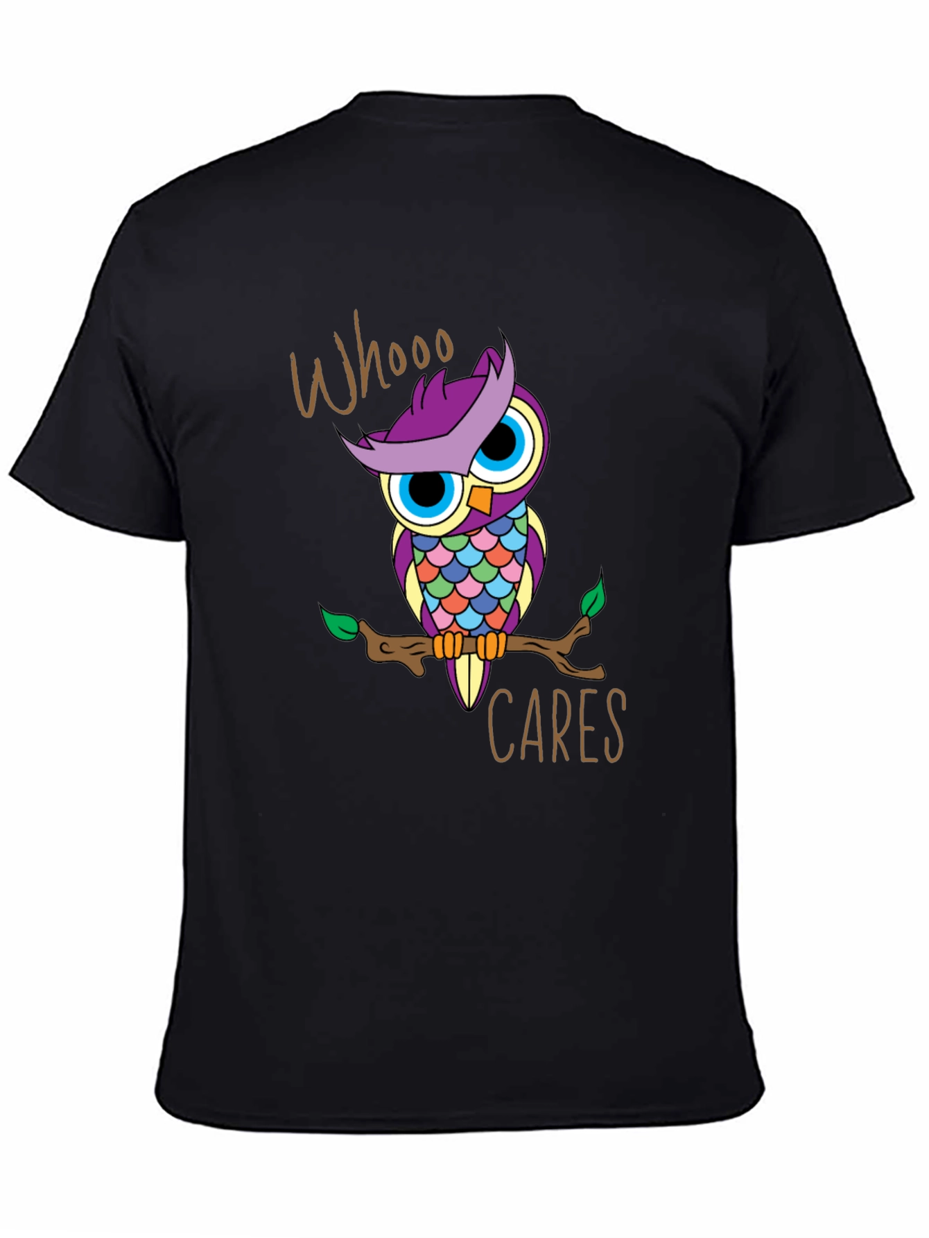 Black Whooo Cares Owl Graphic Print T-Shirt view 4