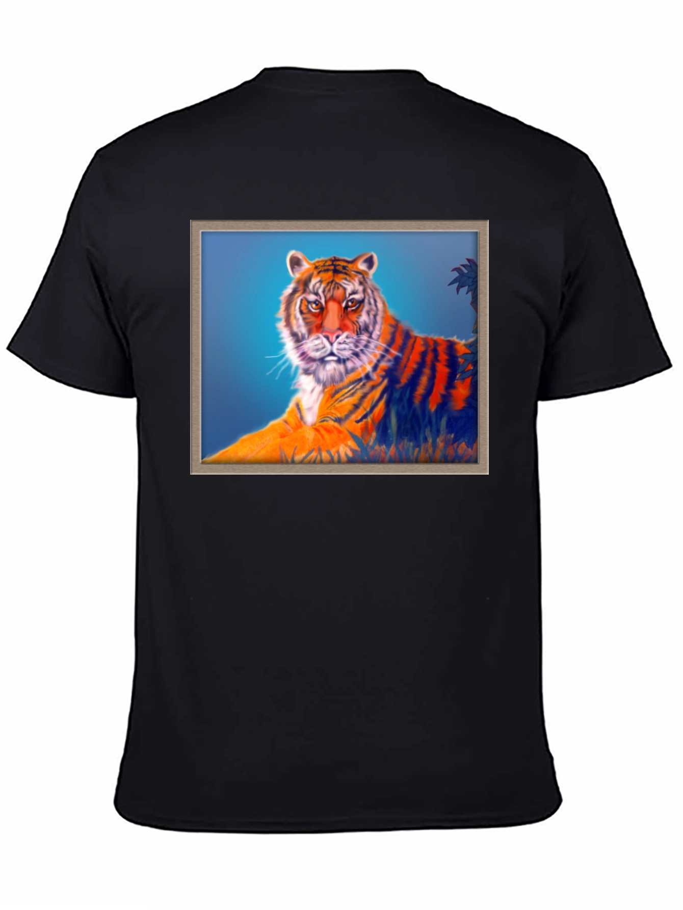 Black Tiger Graphic Print Crew Neck T-Shirt view 4
