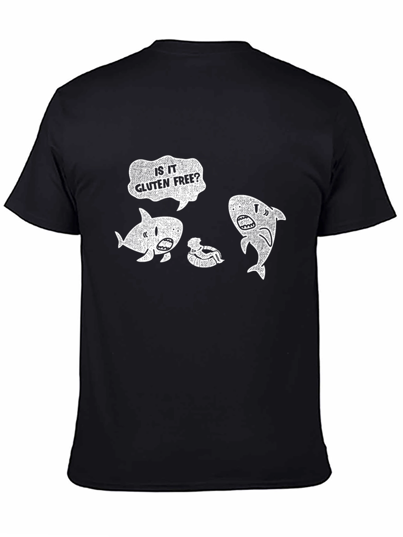 Black Is It Gluten Free Shark Humor T-Shirt view 4