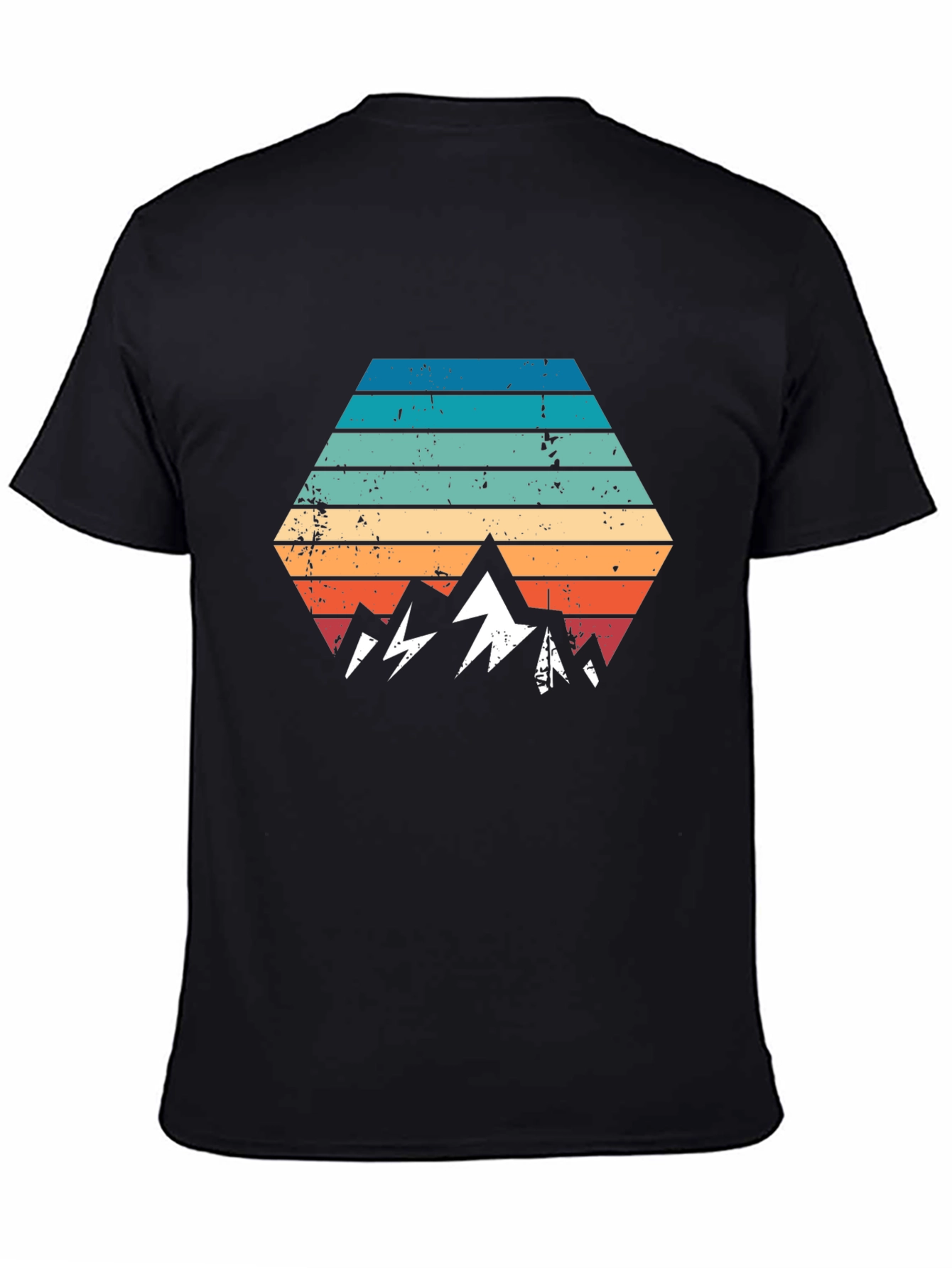 Black Retro Mountainscape Graphic Tee - Black view 4