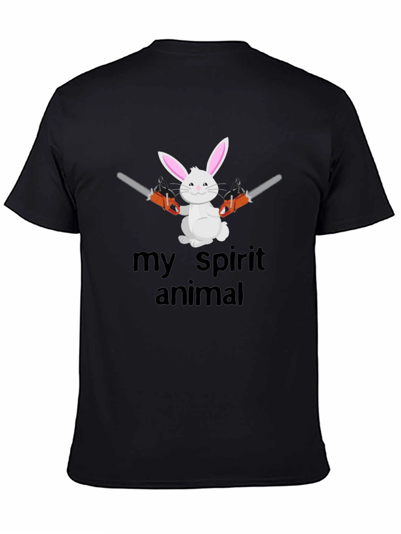 Black My Spirit Animal Bunny Chainsaw Graphic Tee view 4