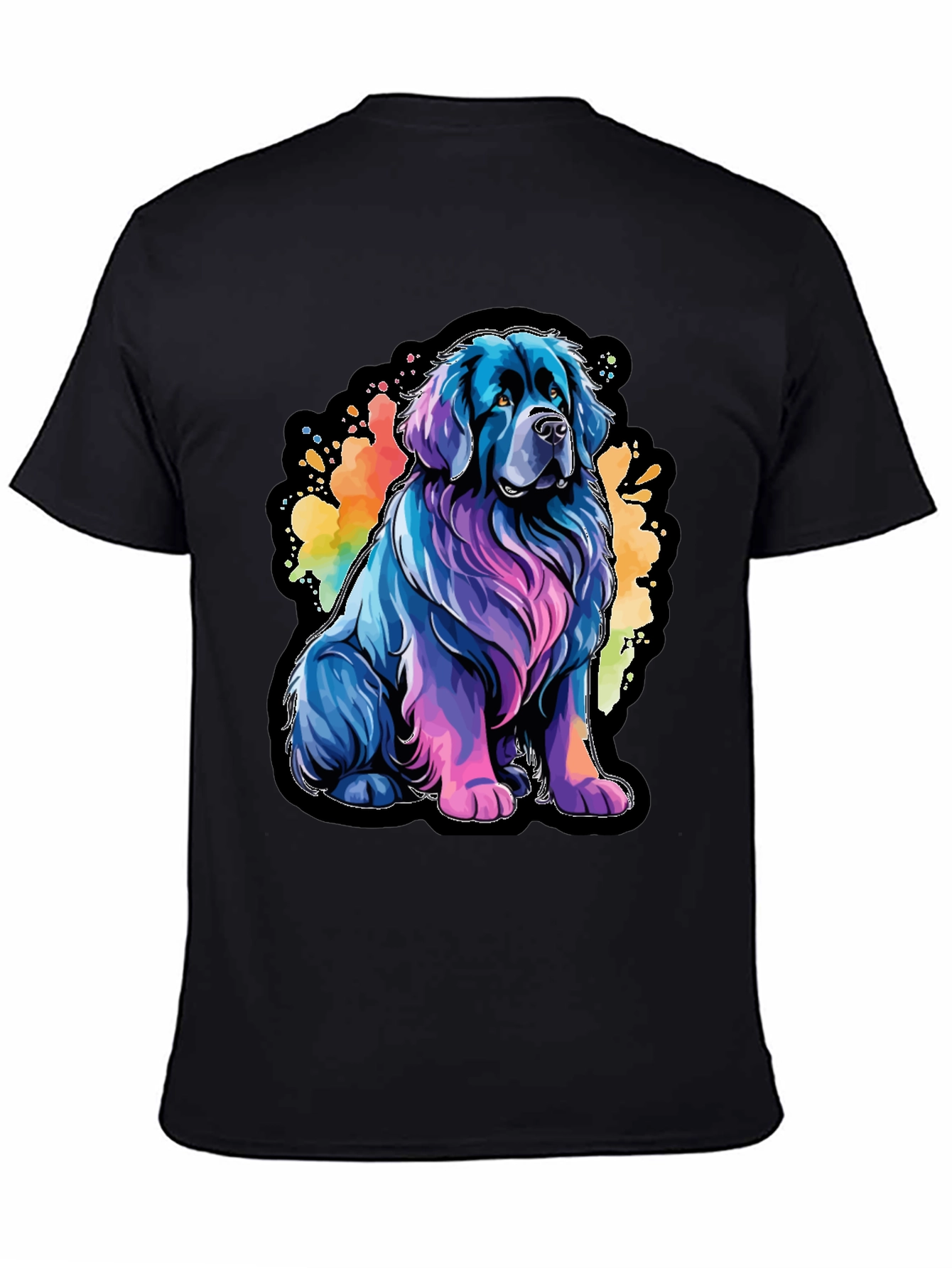 Black Colorful Dog Graphic Tee - Soft Cotton Blend view 4