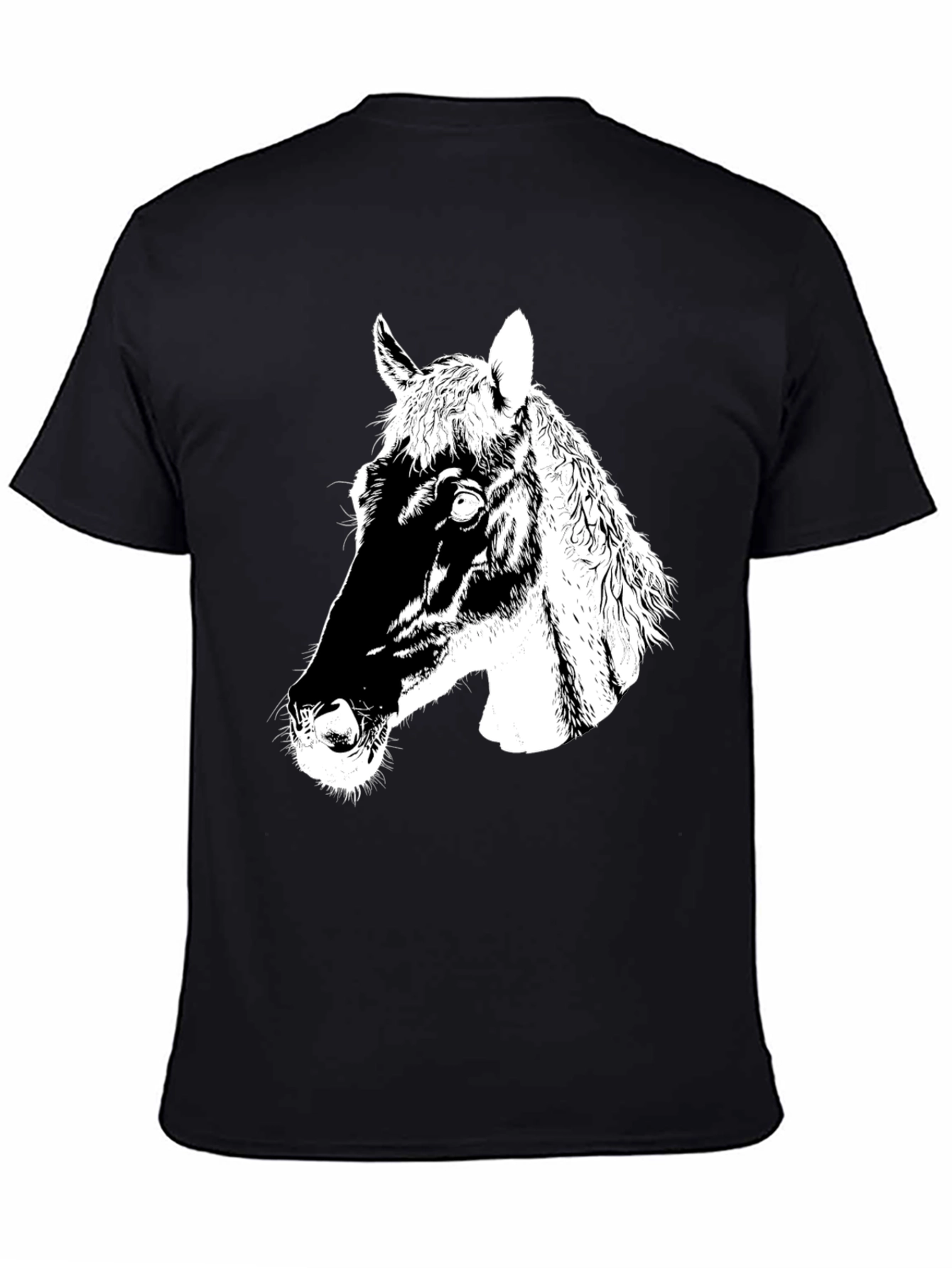 Black Men's Black Horse Graphic T-Shirt view 4
