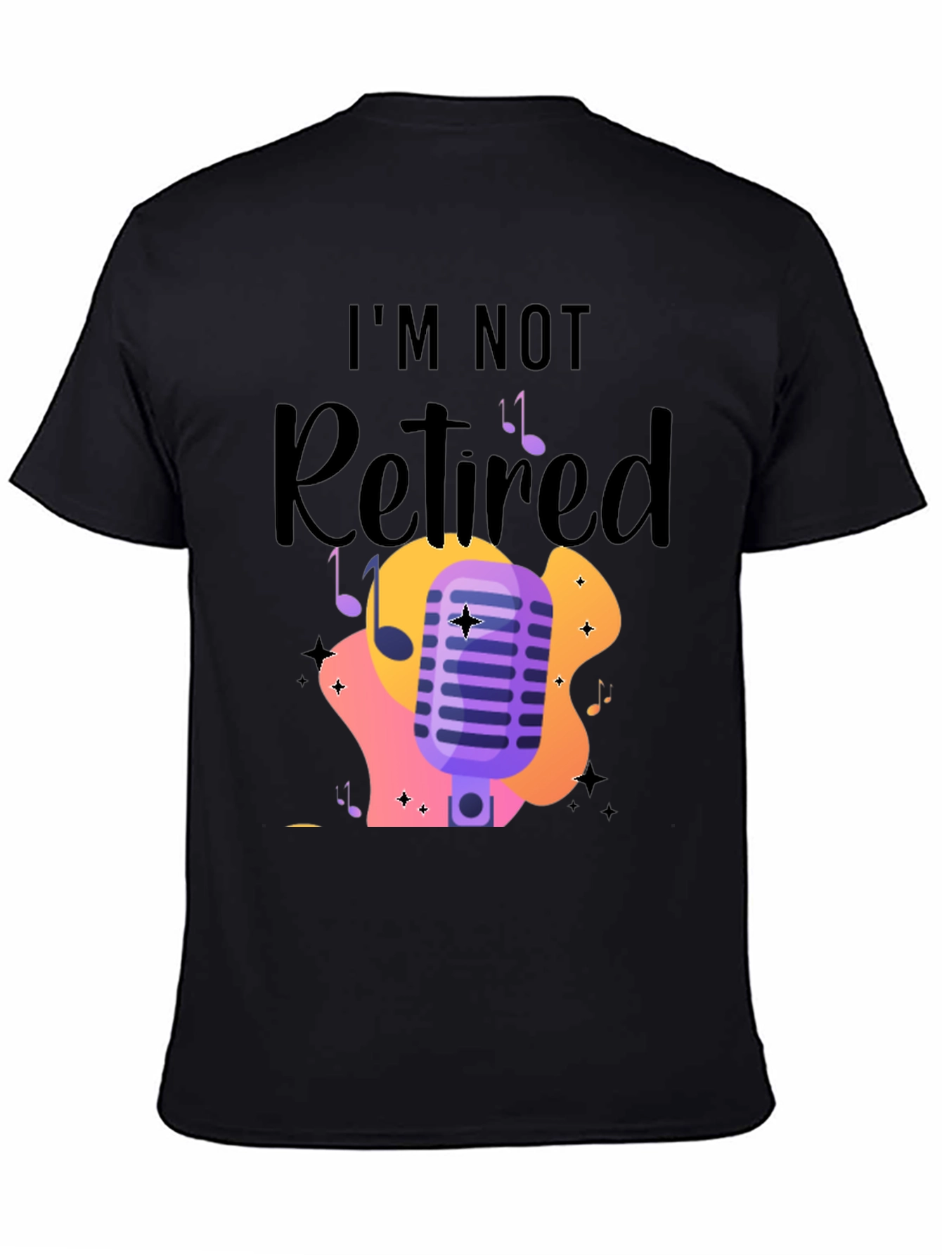 Black I'm Not Retired Music Lover T-Shirt view 4