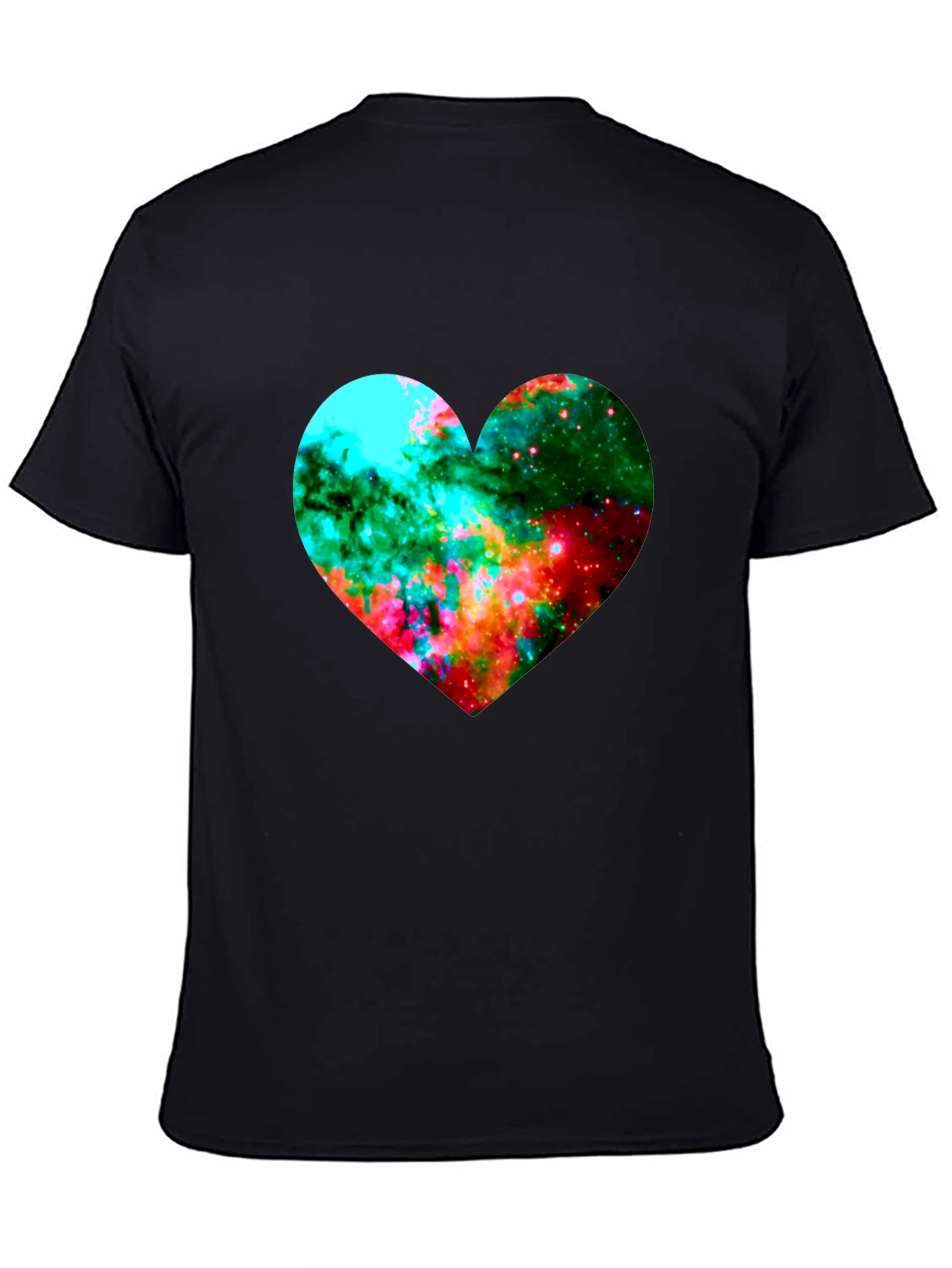 Black Galaxy Heart Graphic Black T-Shirt view 4