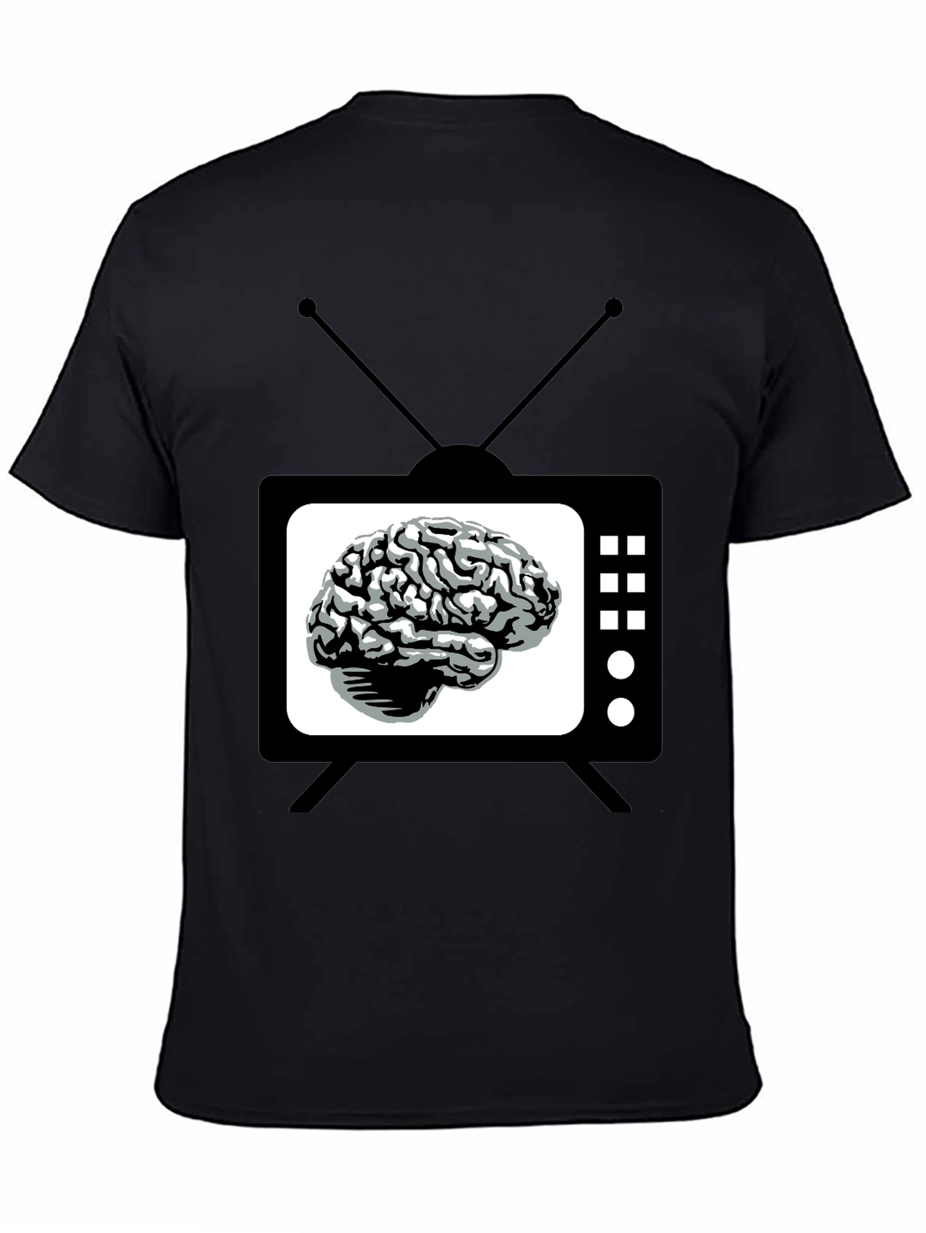 Brain TV Graphic Tee - Black Novelty T-Shirt - 4
