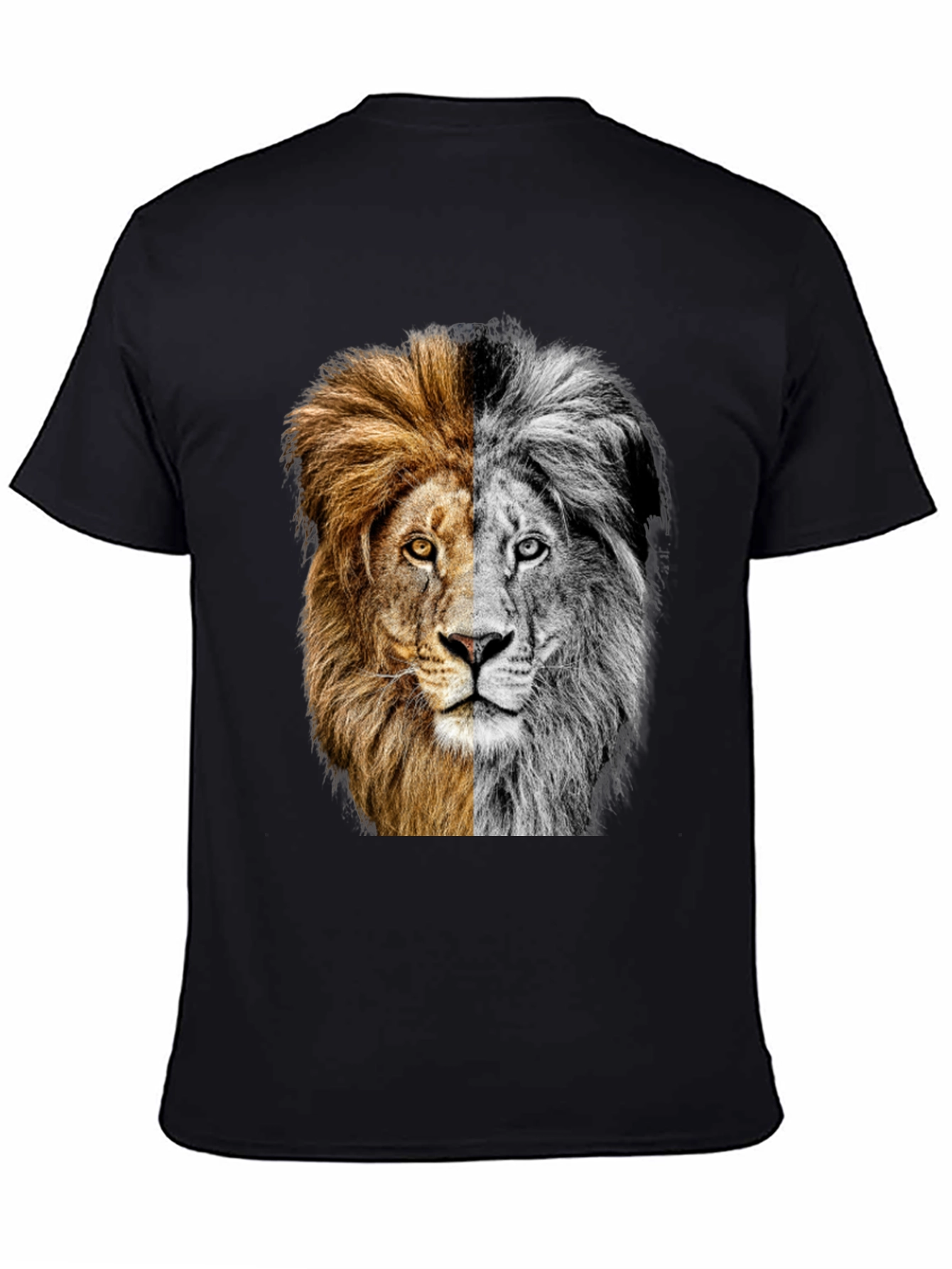 Black Two-Faced Lion Graphic Tee - Bold Animal Print view 4