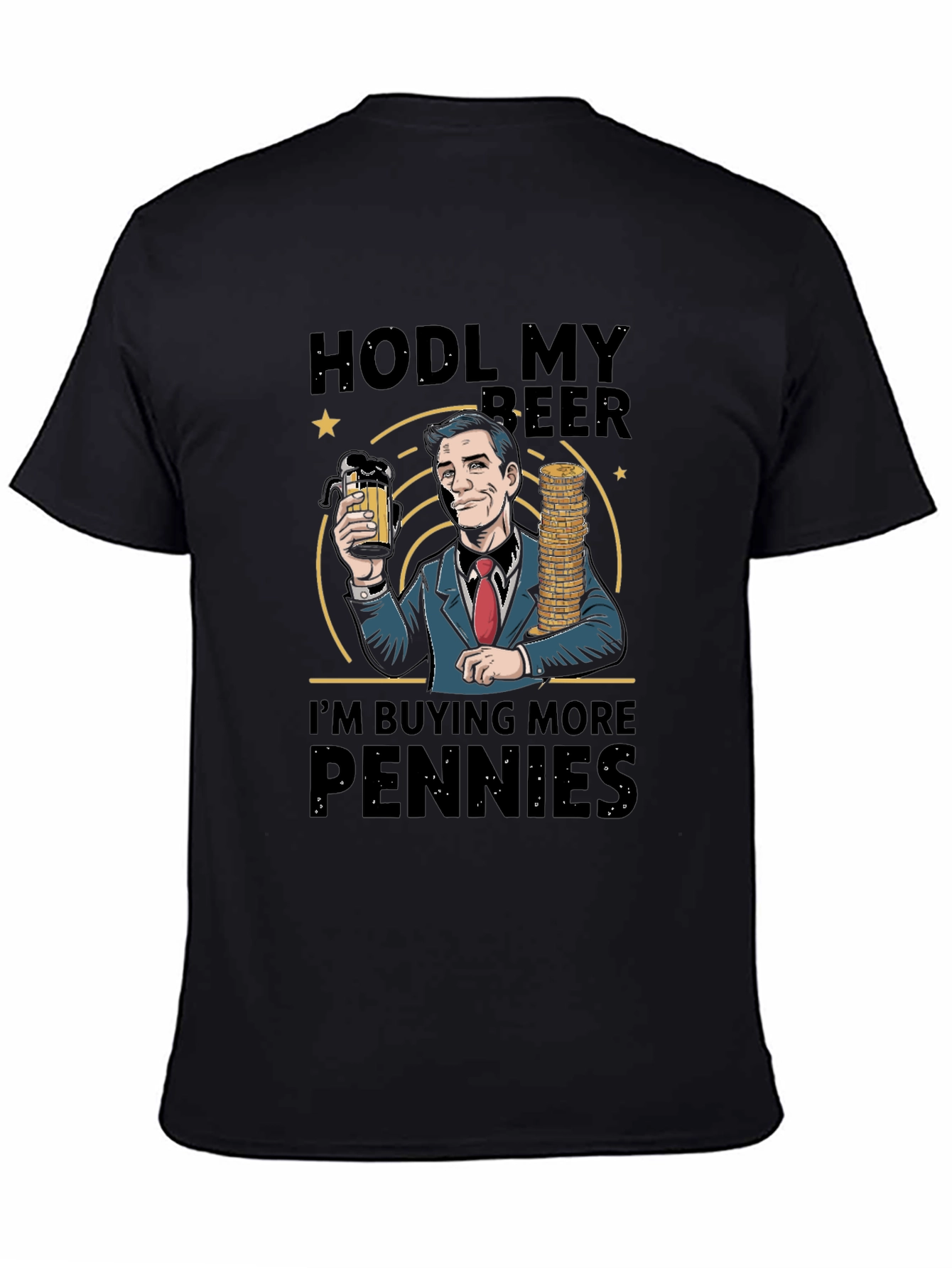 Black HODL My Beer Funny Crypto T-Shirt view 4