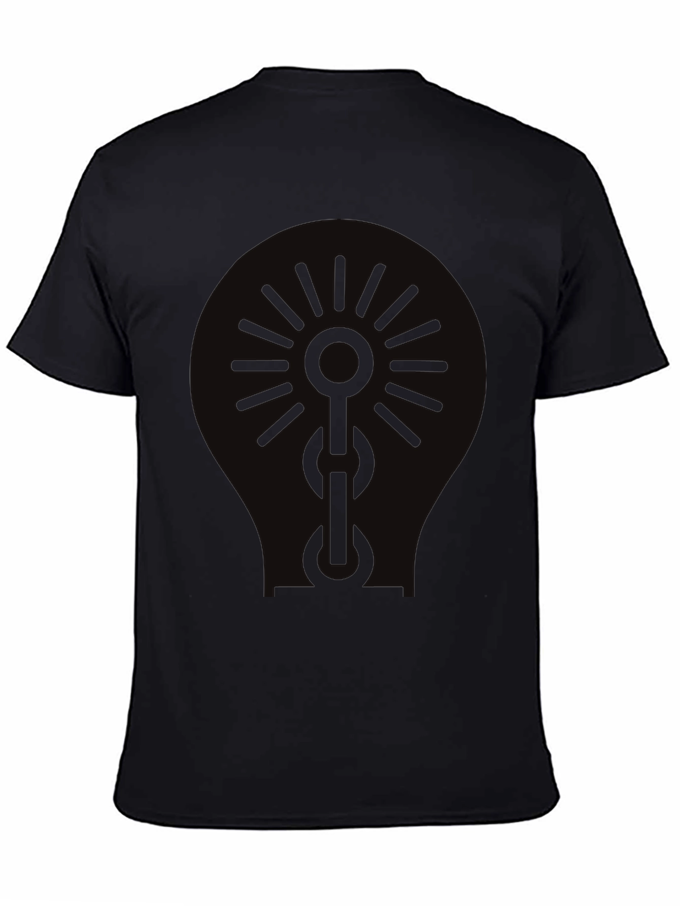 Black Black Graphic Tee - Sun & Chain Design view 4