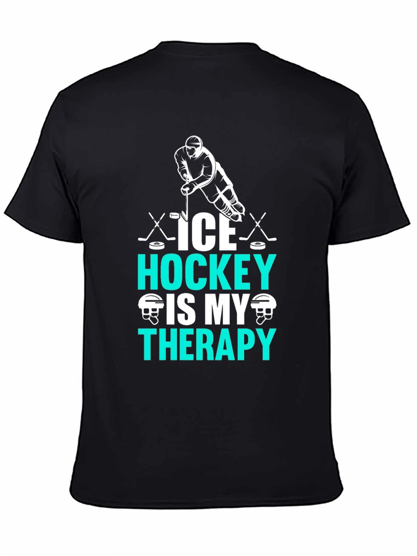 Black Ice Hockey Therapy Graphic T-Shirt for Hockey Lovers view 4