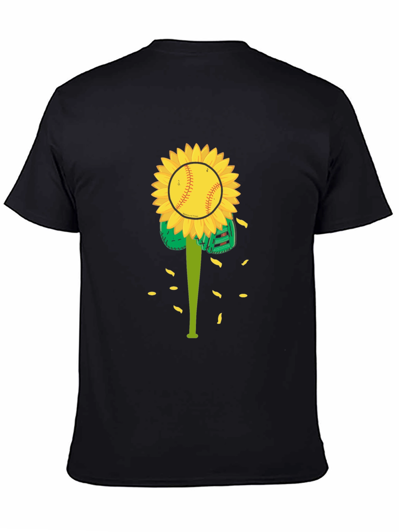 Black Sunflower Baseball Graphic Tee view 4