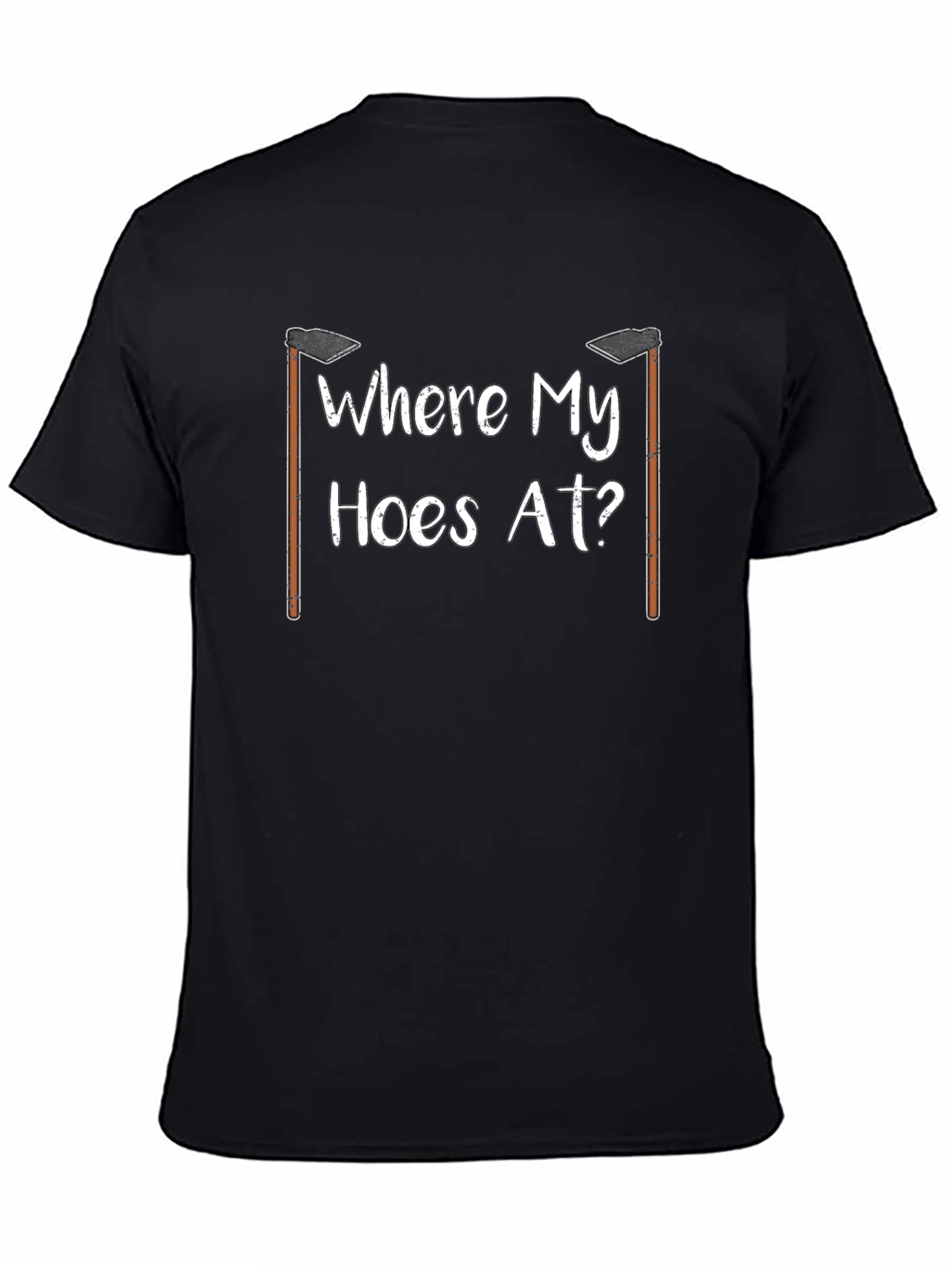 Black "Where My Hoes At?" Novelty Graphic T-Shirt view 4