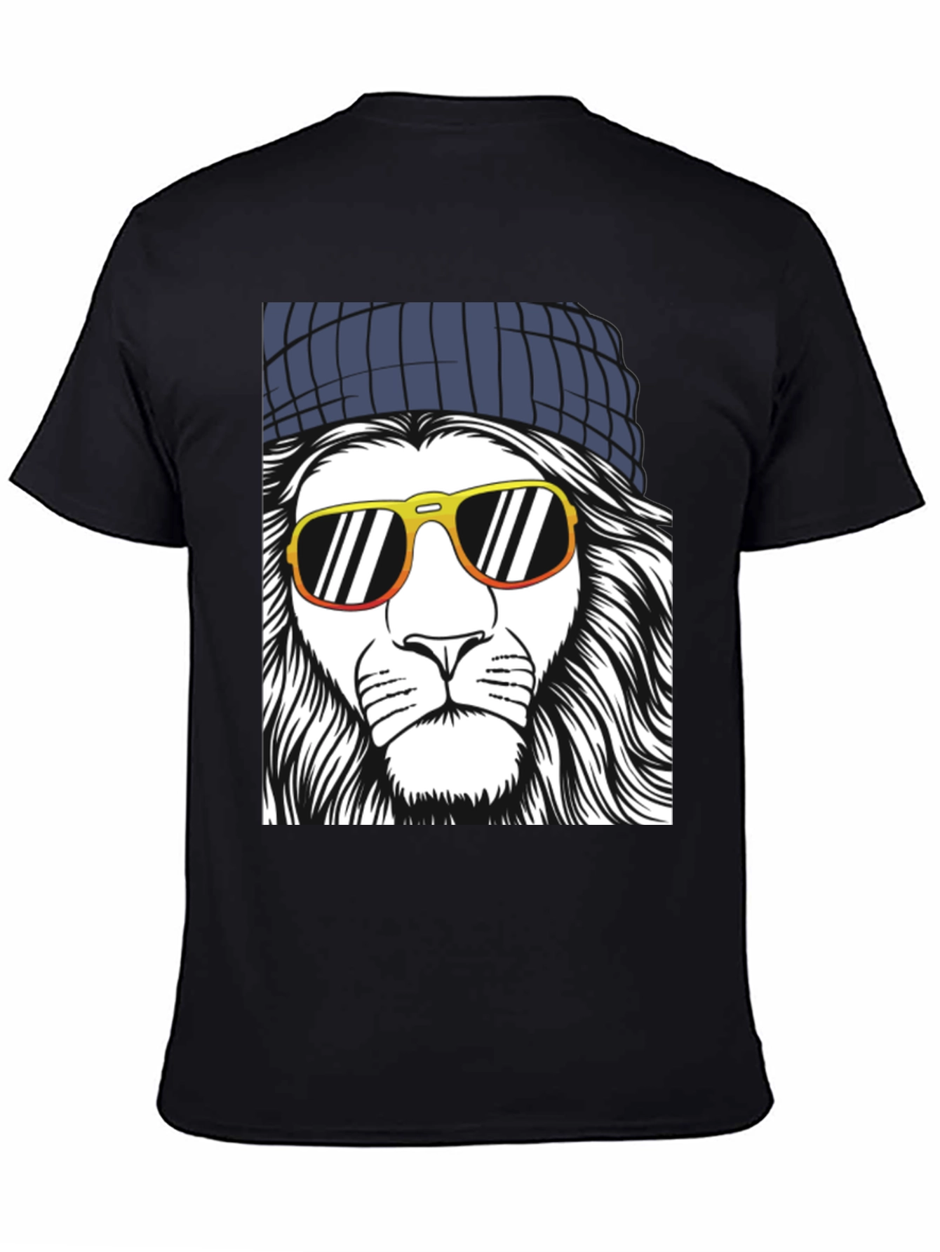 Black Cool Lion Graphic Tee - Men's Black T-Shirt view 4