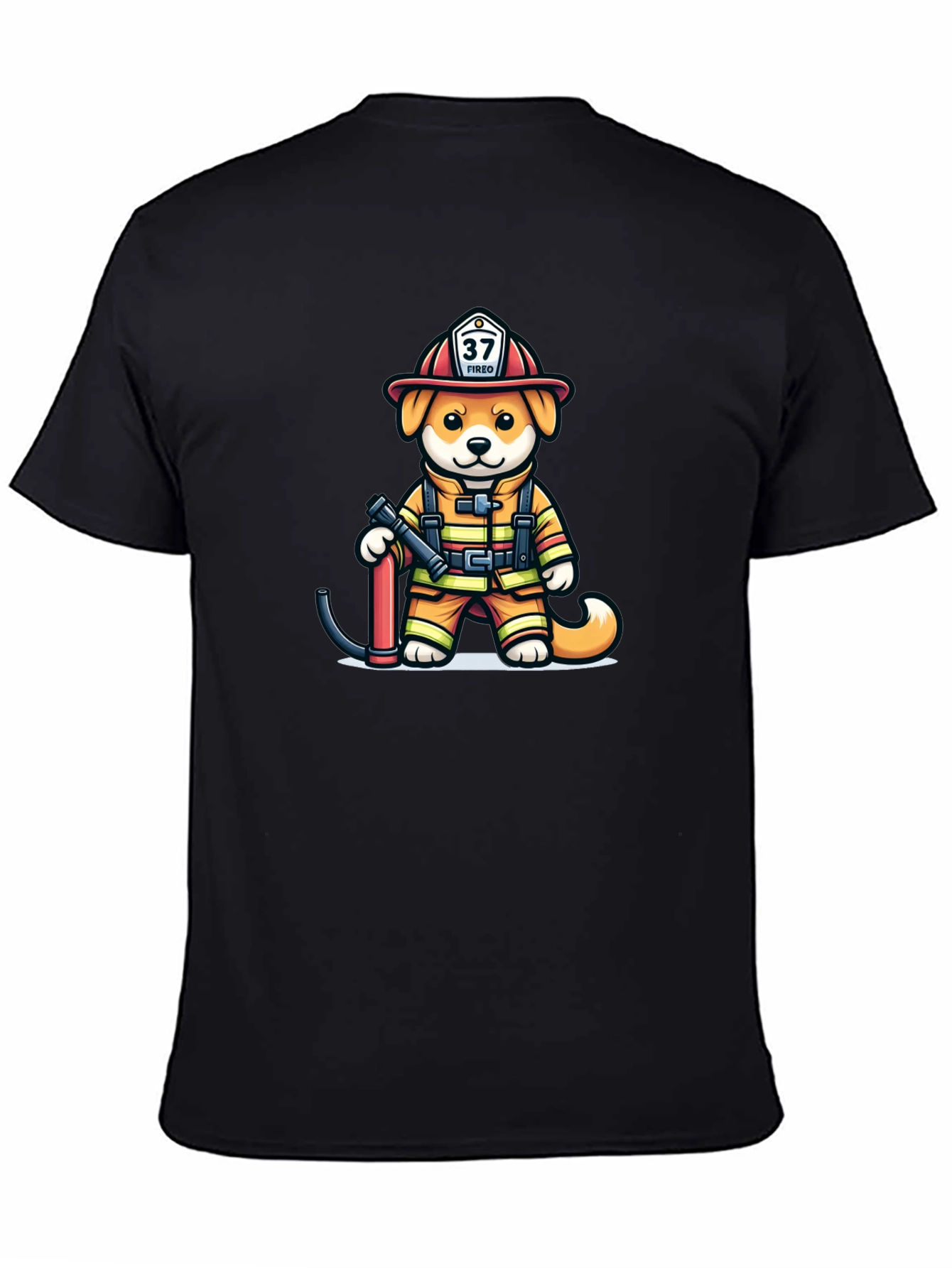 Black Firefighter Dog T-Shirt: Fired Up Pup! view 4