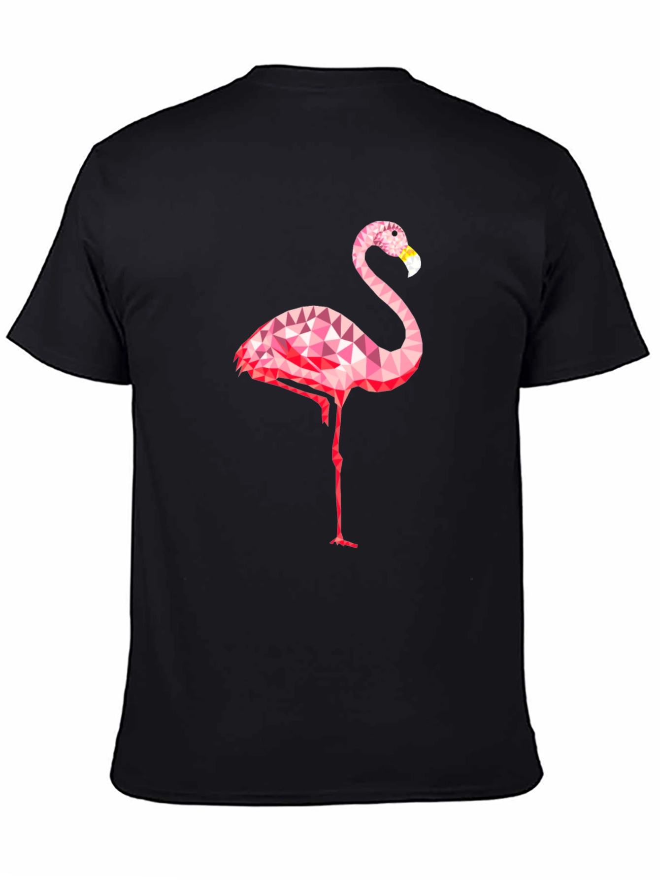 Geometric Flamingo Graphic Tee - Stylish Men's Black T-Shirt - 4