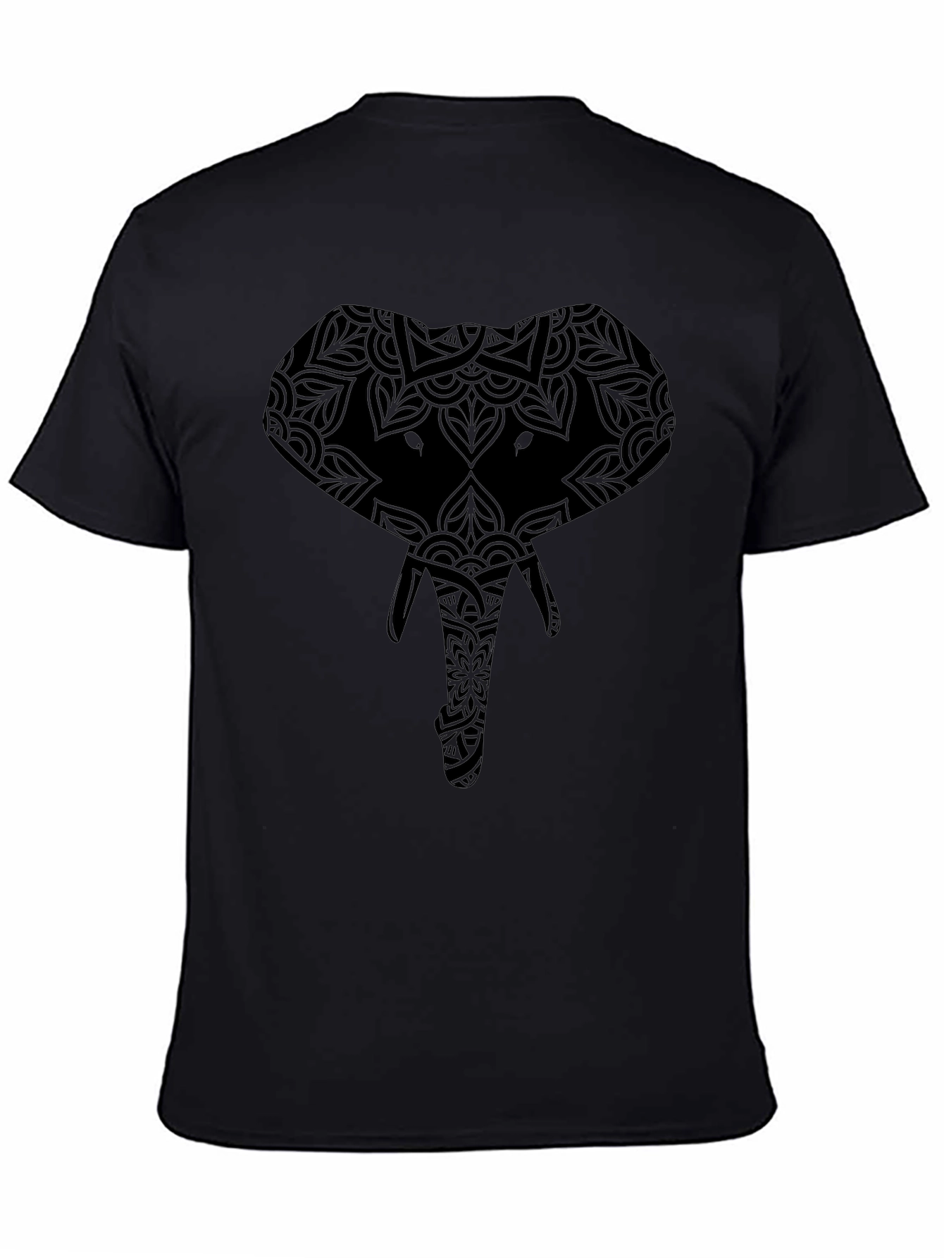 Black Elephant Mandala Graphic Tee - Black view 4