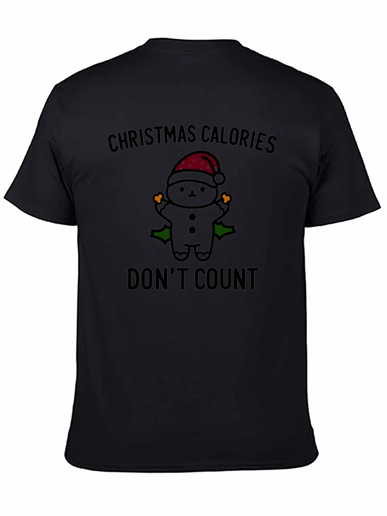 Black Christmas Calories Don't Count T-Shirt view 4