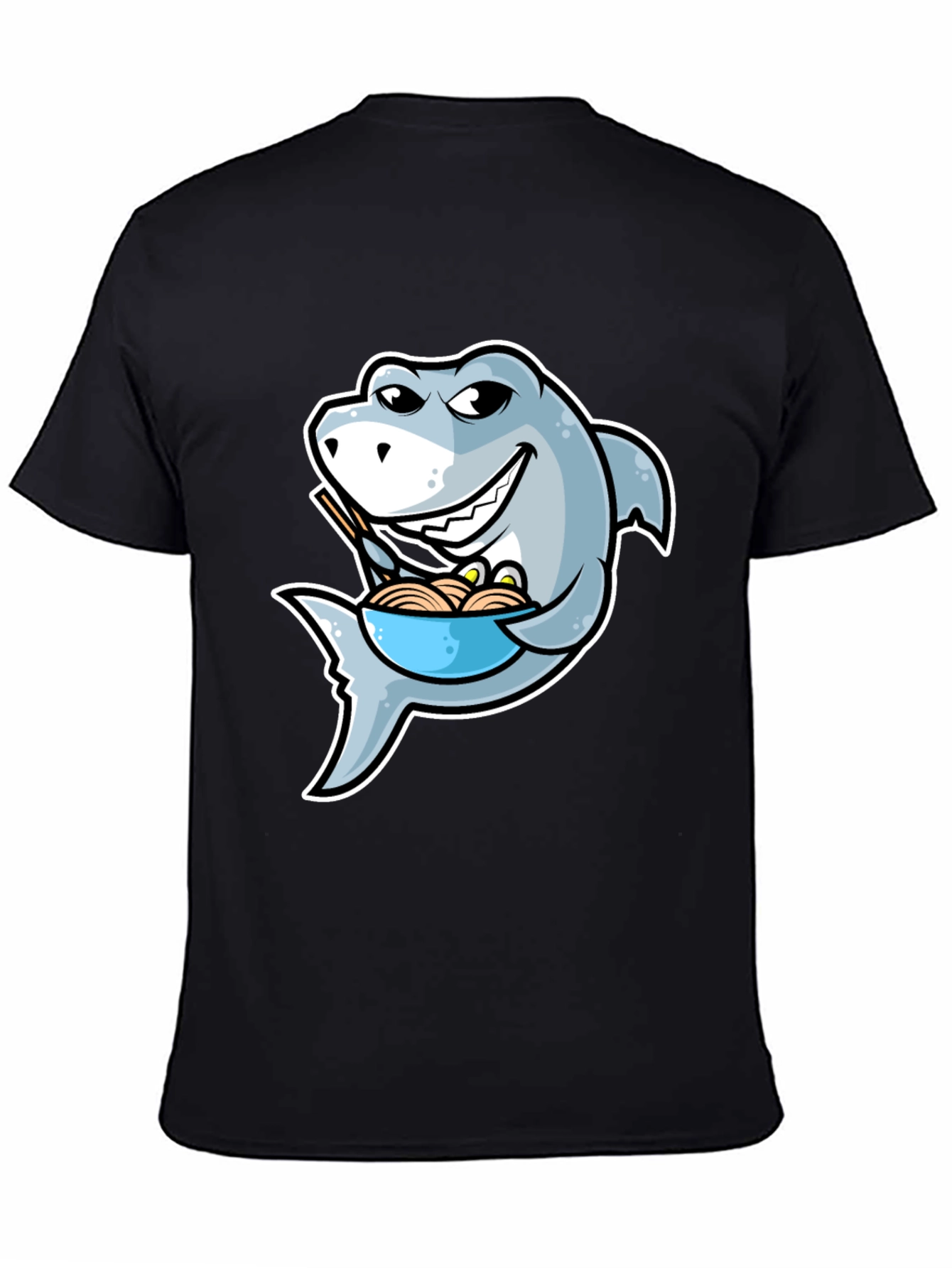 Black Shark Ramen T-Shirt - Funny Cartoon Graphic Tee view 4